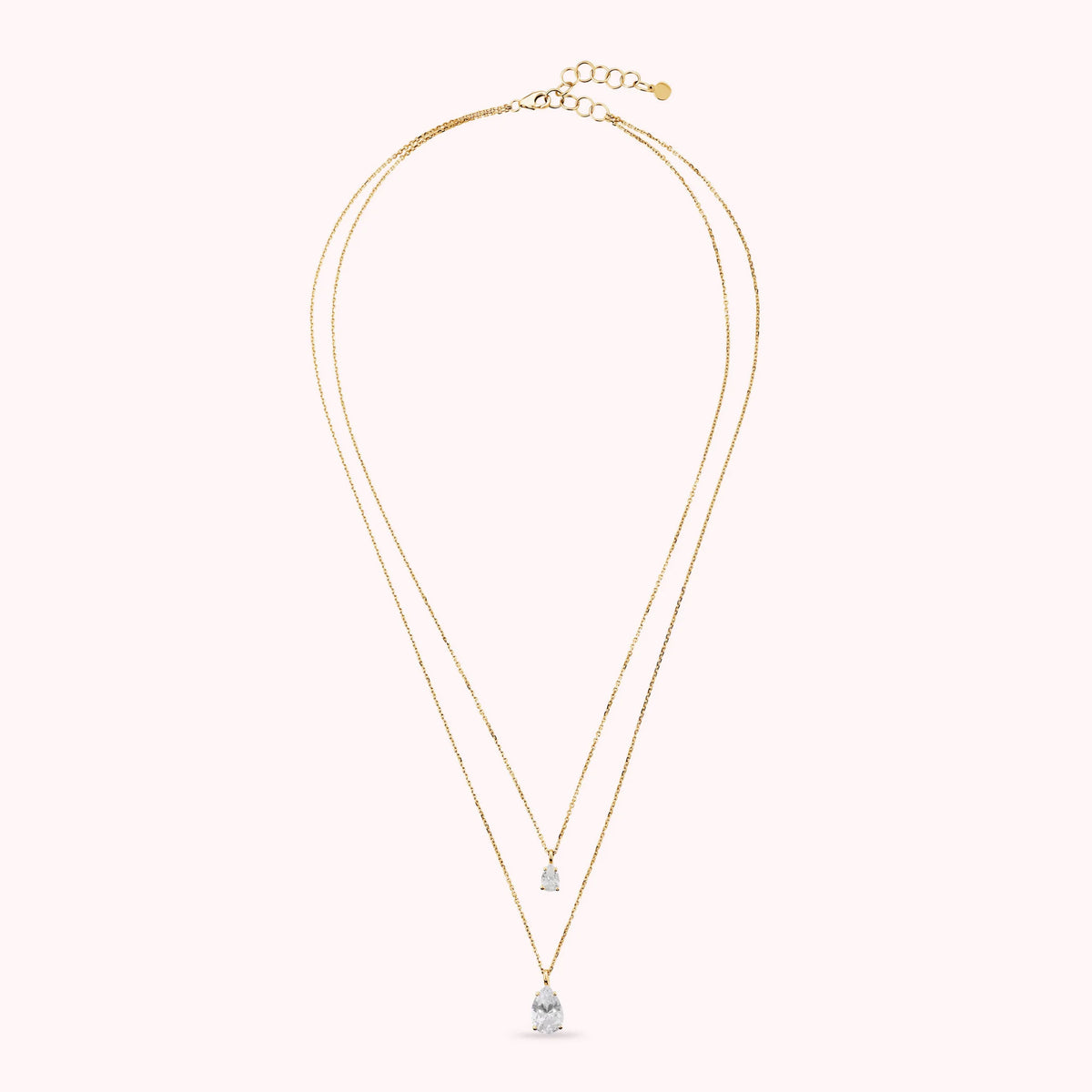 Collana Doppia Attimi di Luce con Cubic Zirconia Bianche a Goccia
