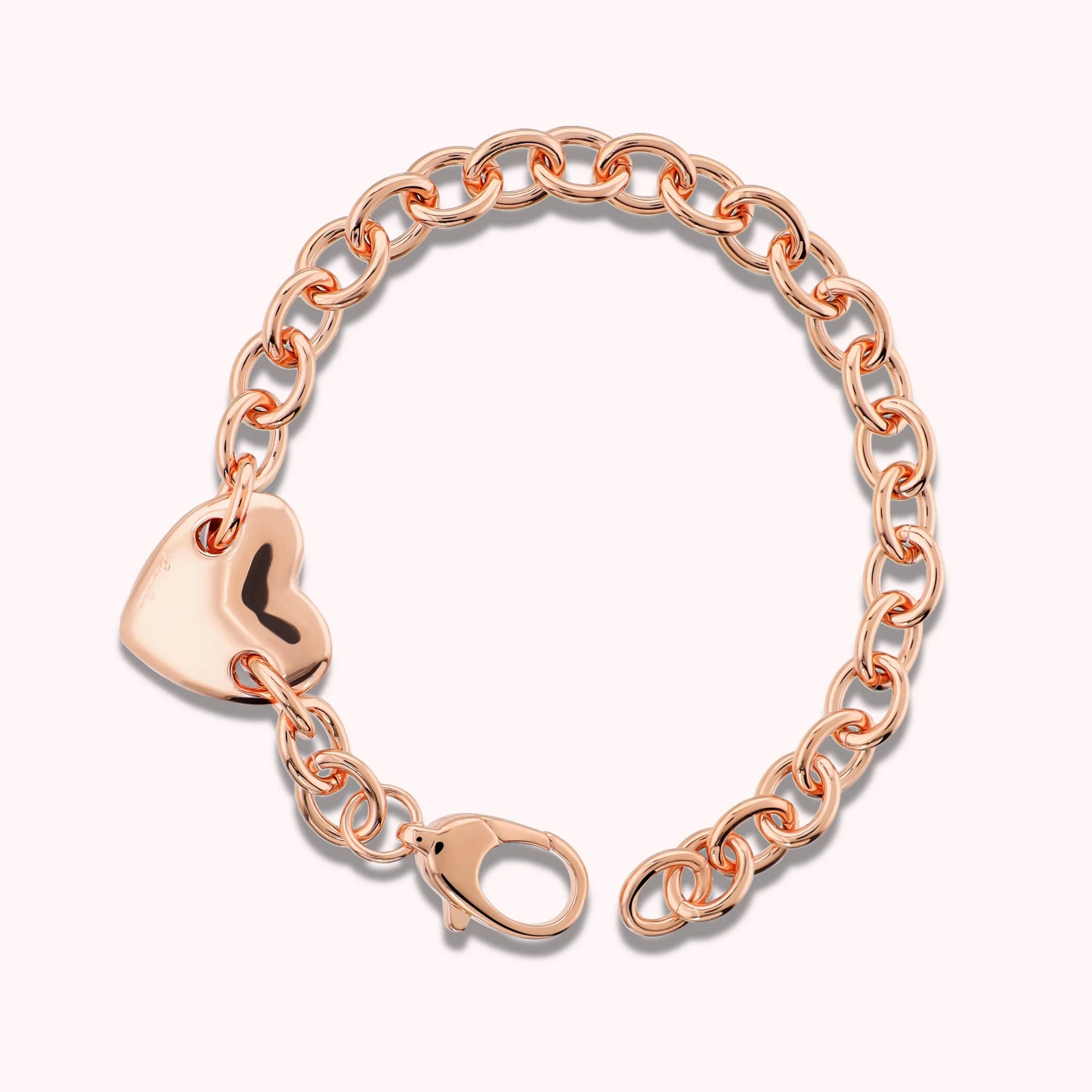 Heart Bracelet with Polished Rolo Chain