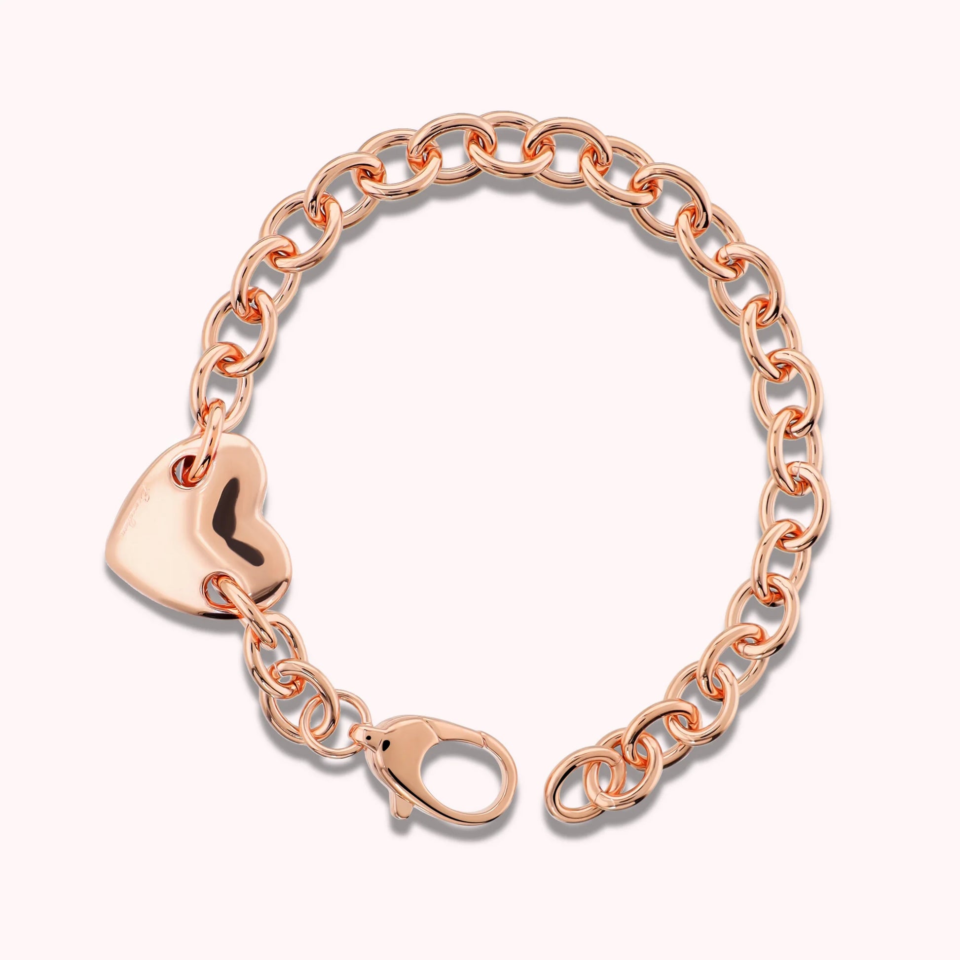Bracciale Cuore con Maglia Rolo Lucida
