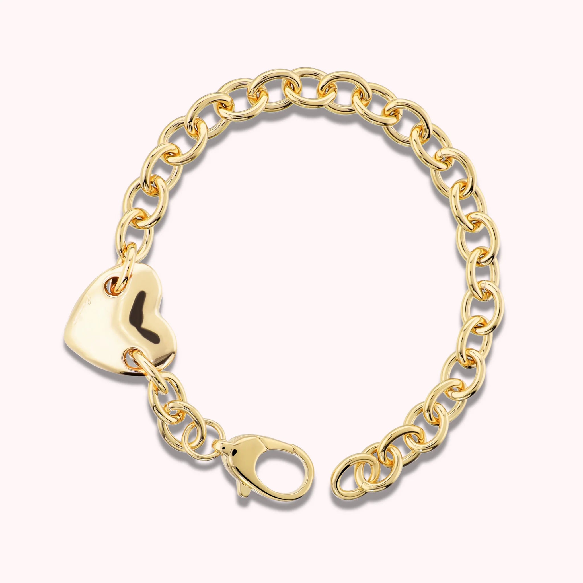 Heart Bracelet with Polished Rolo Chain