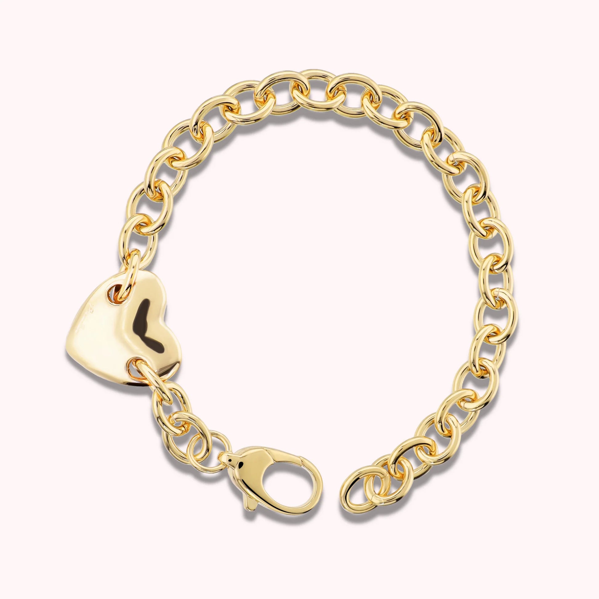 Bracciale Cuore con Maglia Rolo Lucida