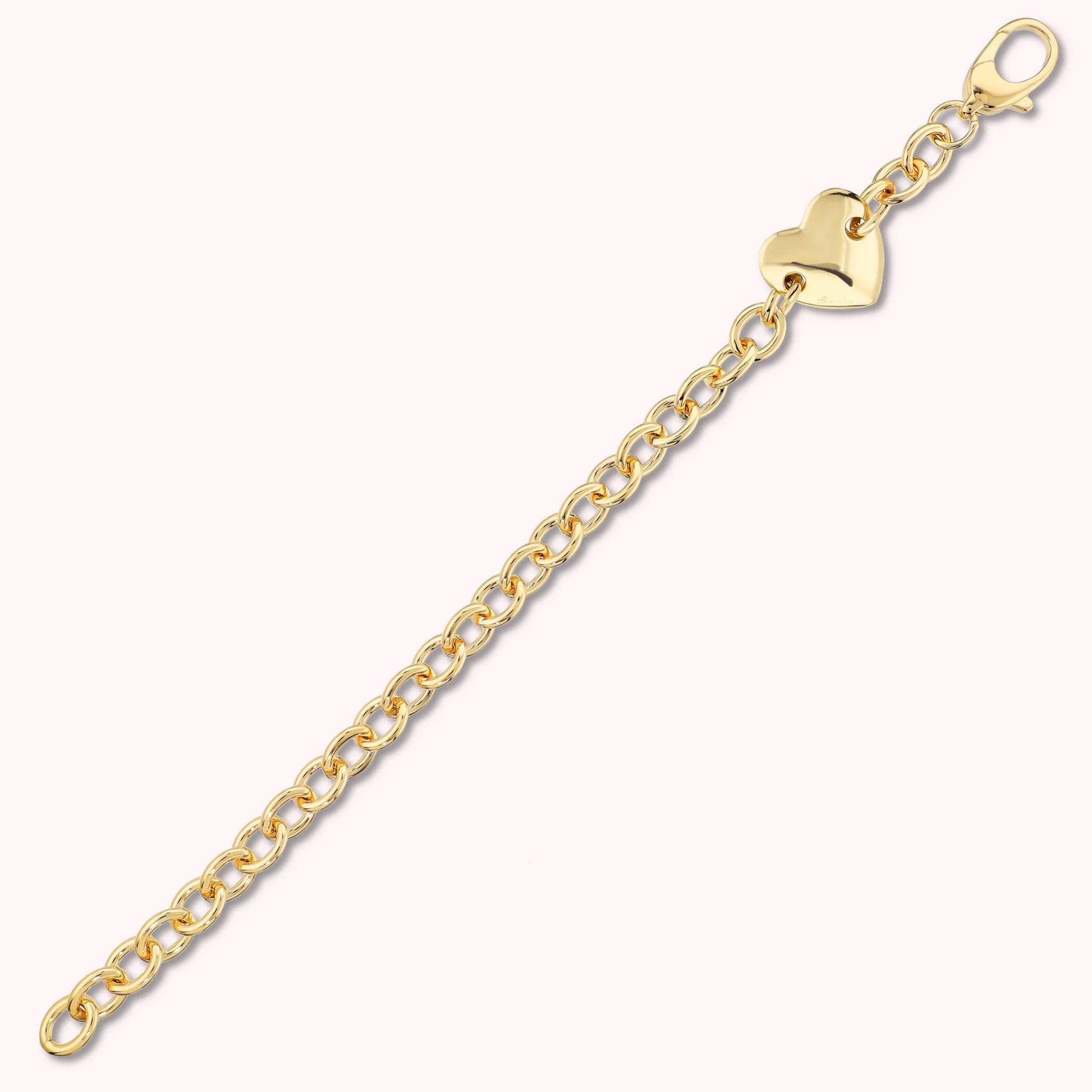 Bracciale Cuore con Maglia Rolo Lucida