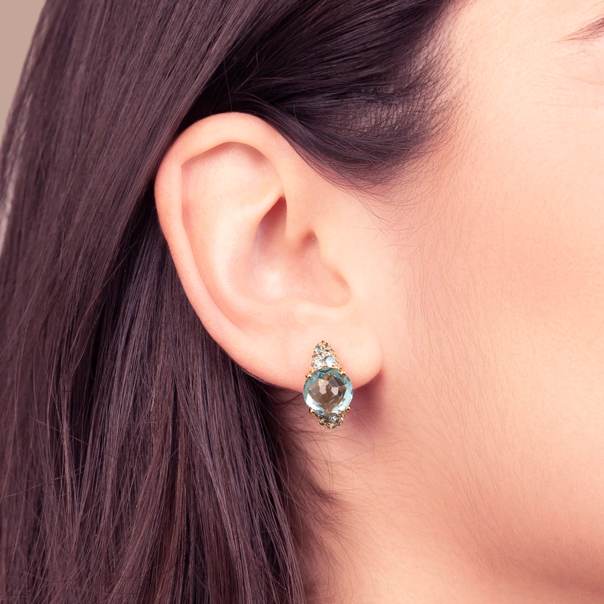 Hoop Earrings with Mixed Pavé and Prisma Gem