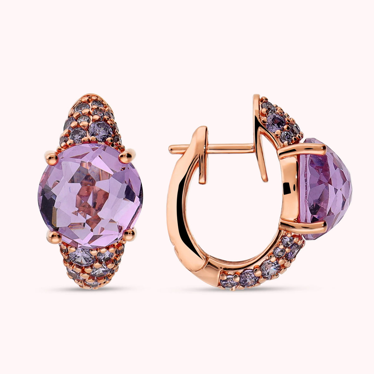 Boucles d'Oreilles Cercles avec Pavé Mixte et Pierre Prisma