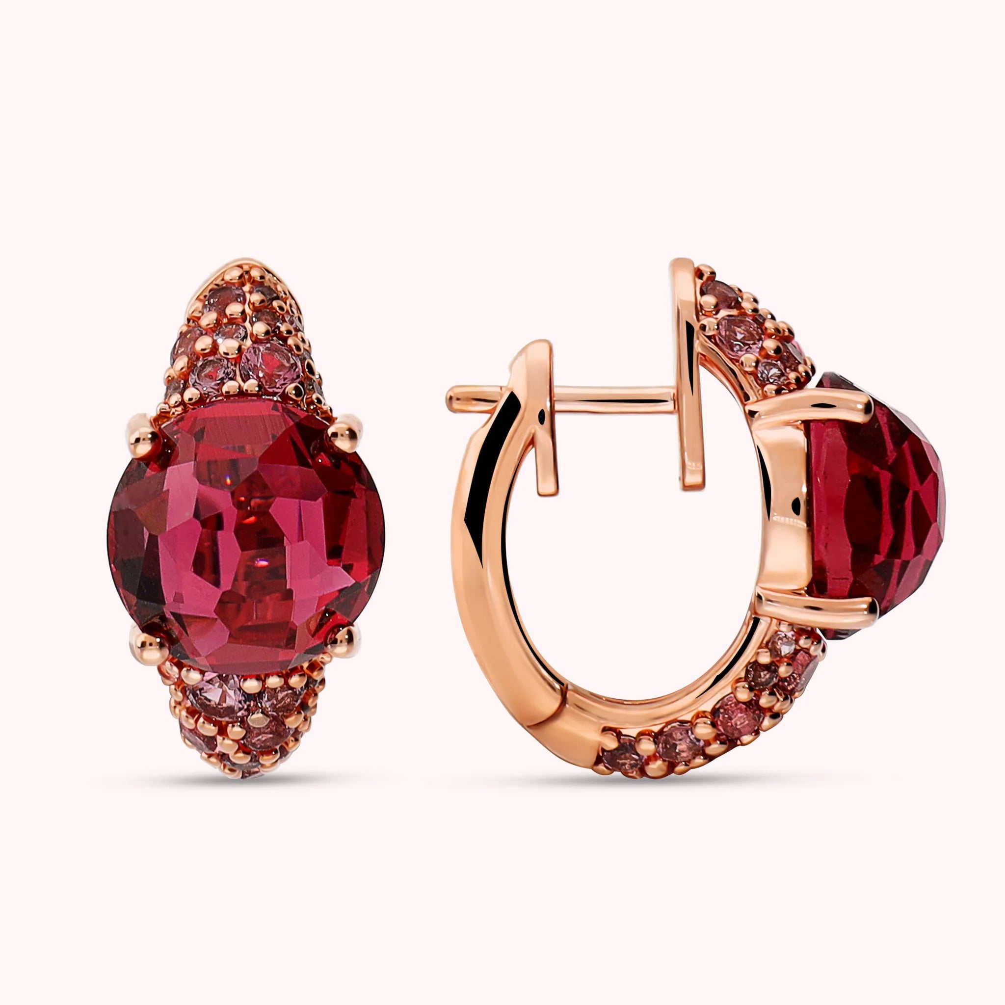 Hoop Earrings with Mixed Pavé and Prisma Gem
