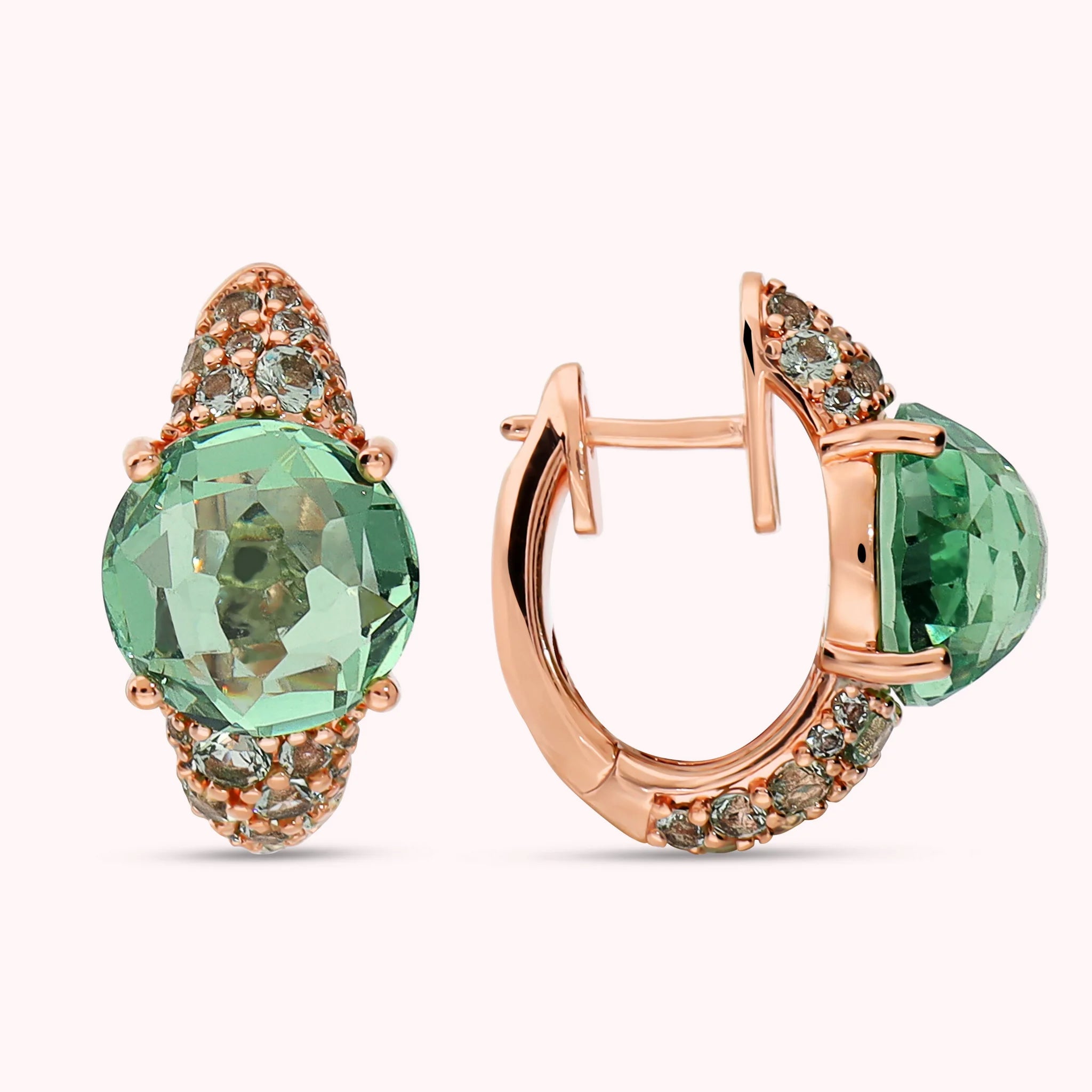 Hoop Earrings with Mixed Pavé and Prisma Gem