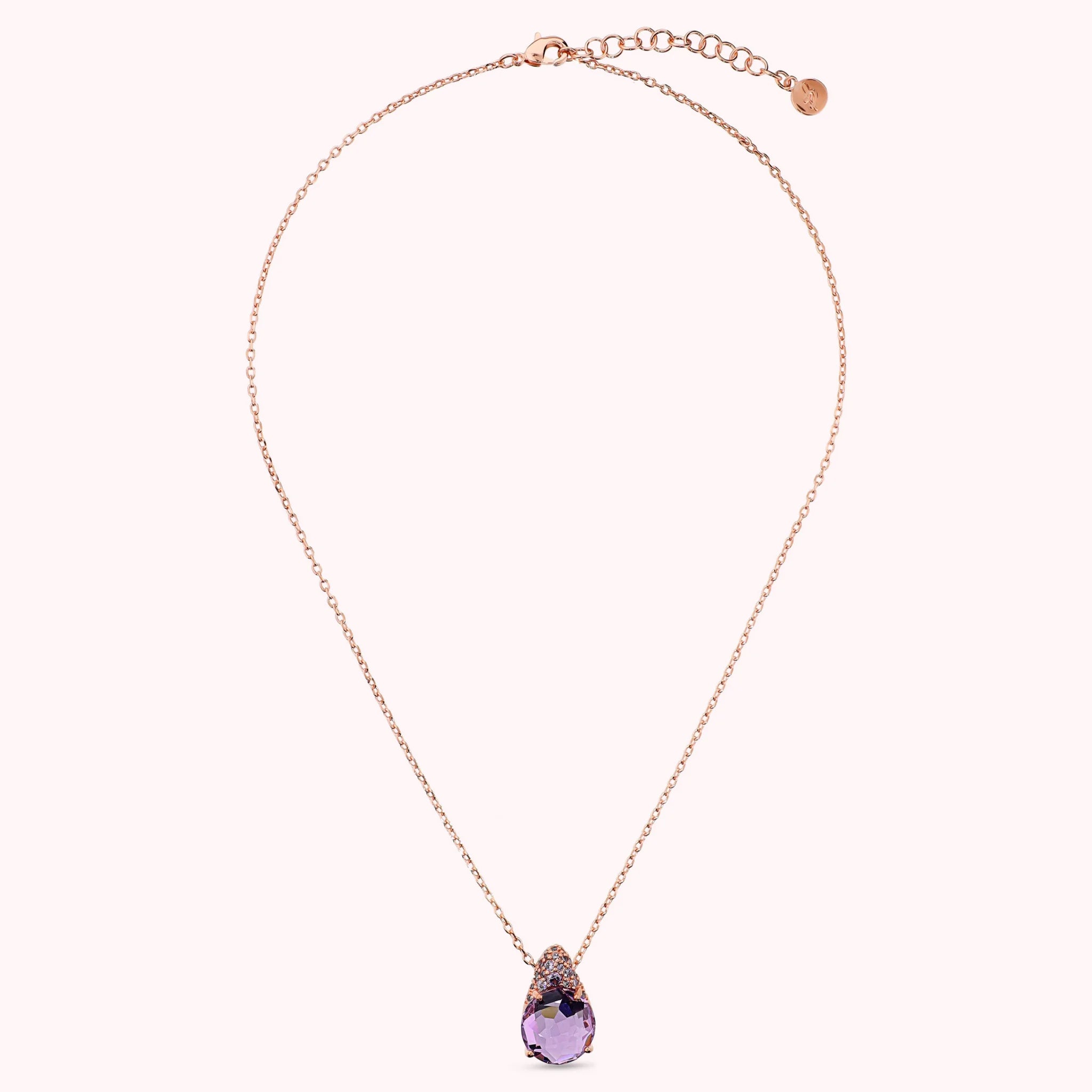 Collier avec Pendentif en Pavé Mixte et Pierre Prisma