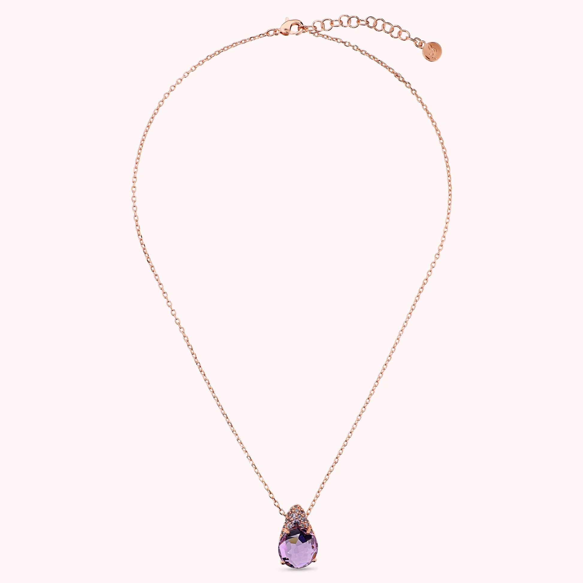 Collier avec Pendentif en Pavé Mixte et Pierre Prisma
