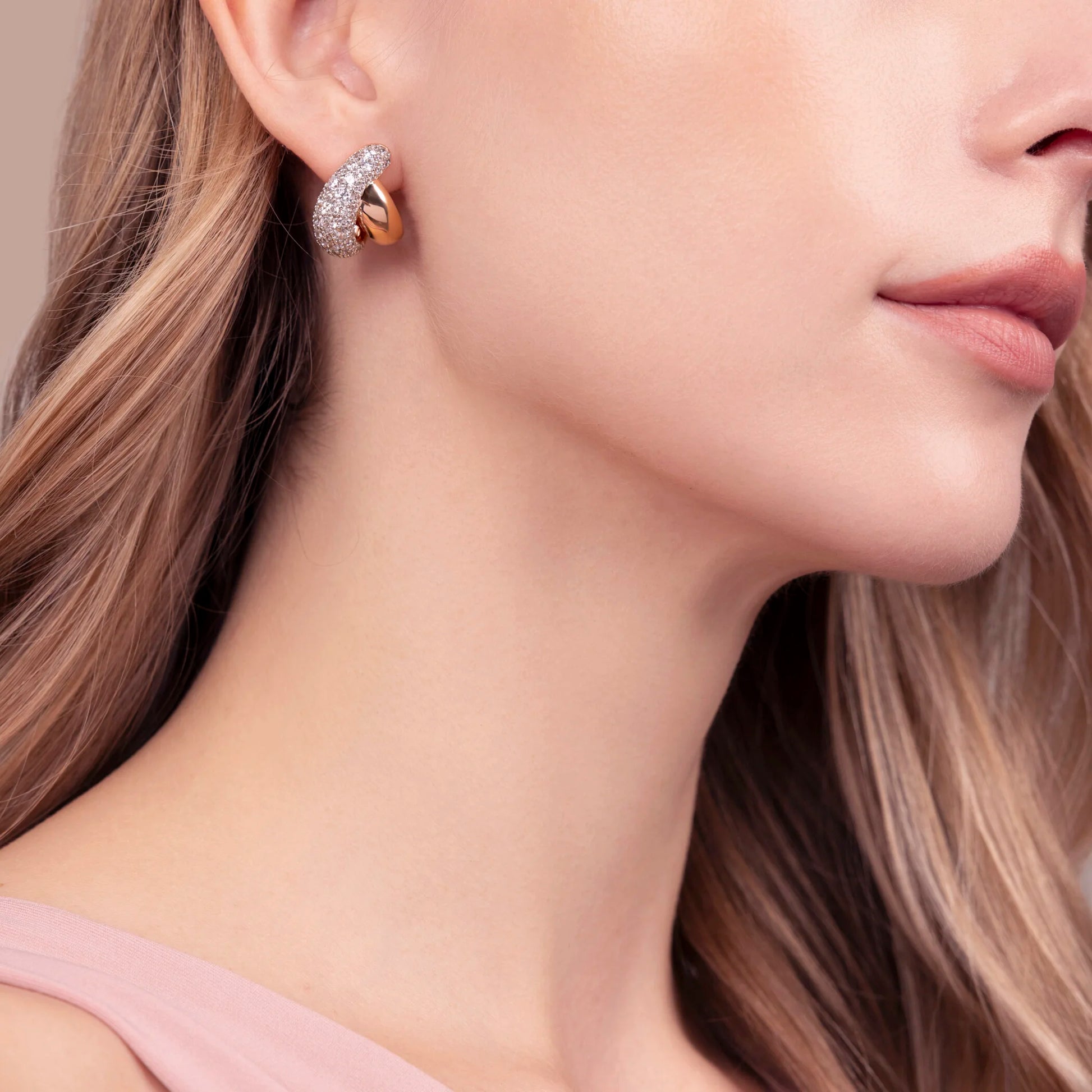 Braided Earrings in Cubic Zirconia Pavé