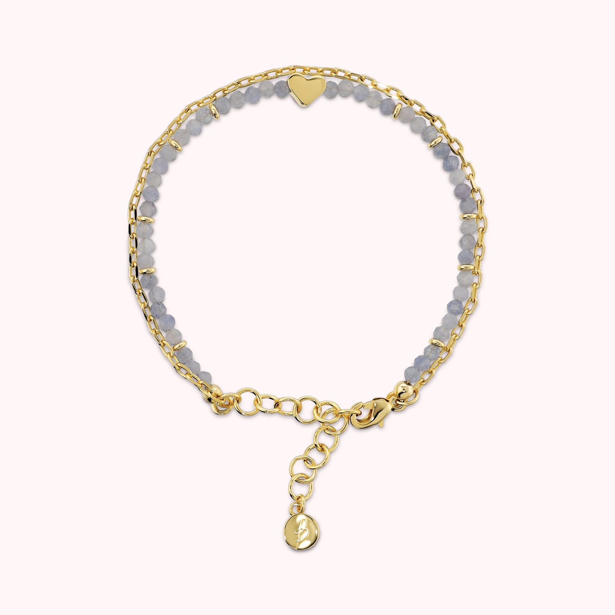 Bracciale Doppio con Cuore e Pietre Naturali di Quarzite