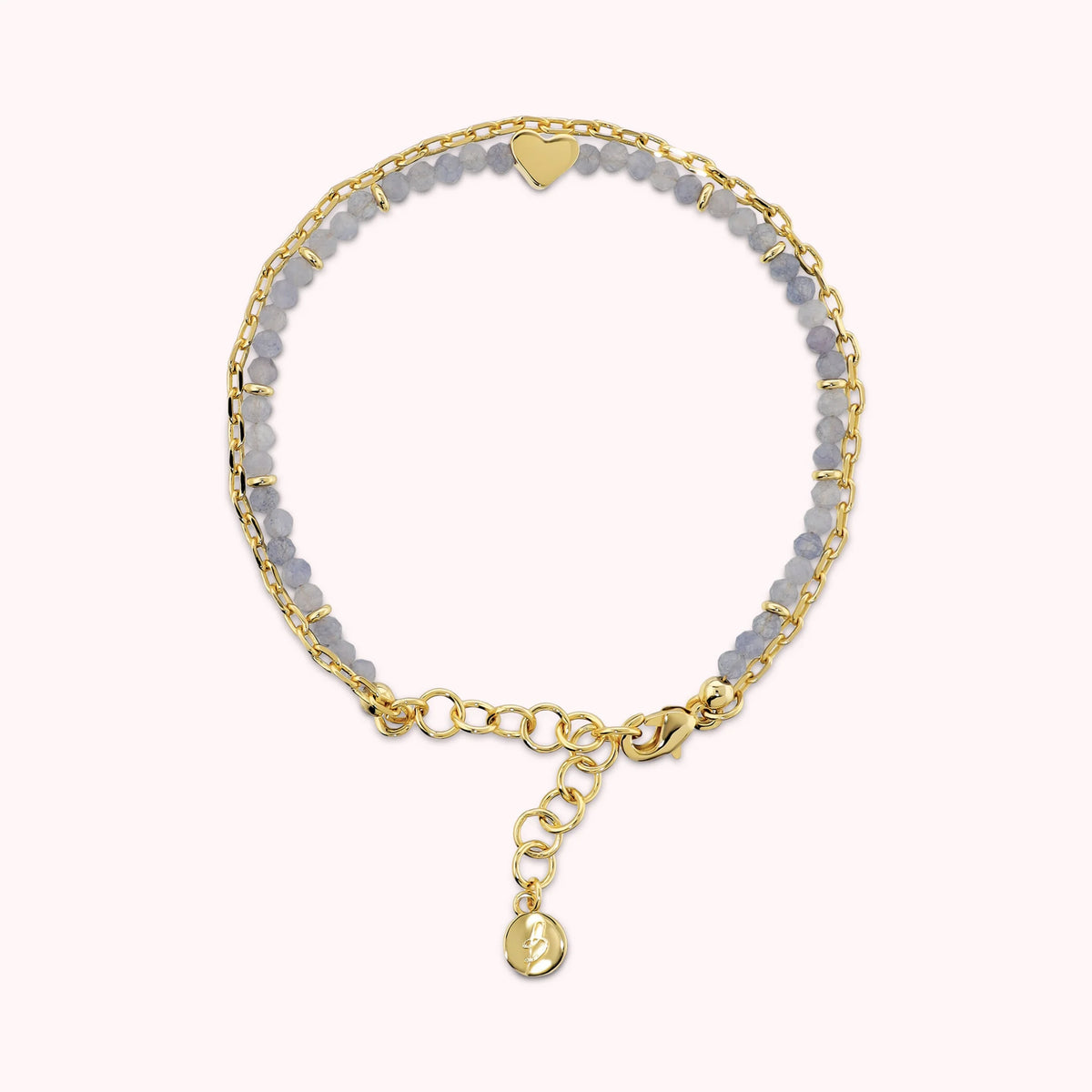 Double Bracelet with Heart and Natural Quartzite Stones