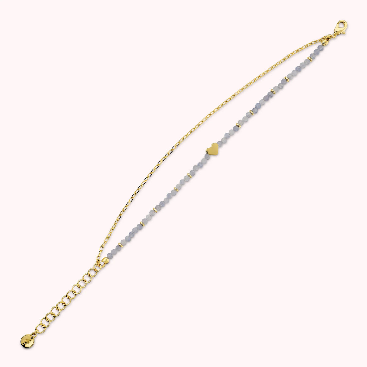 Double Bracelet with Heart and Natural Quartzite Stones