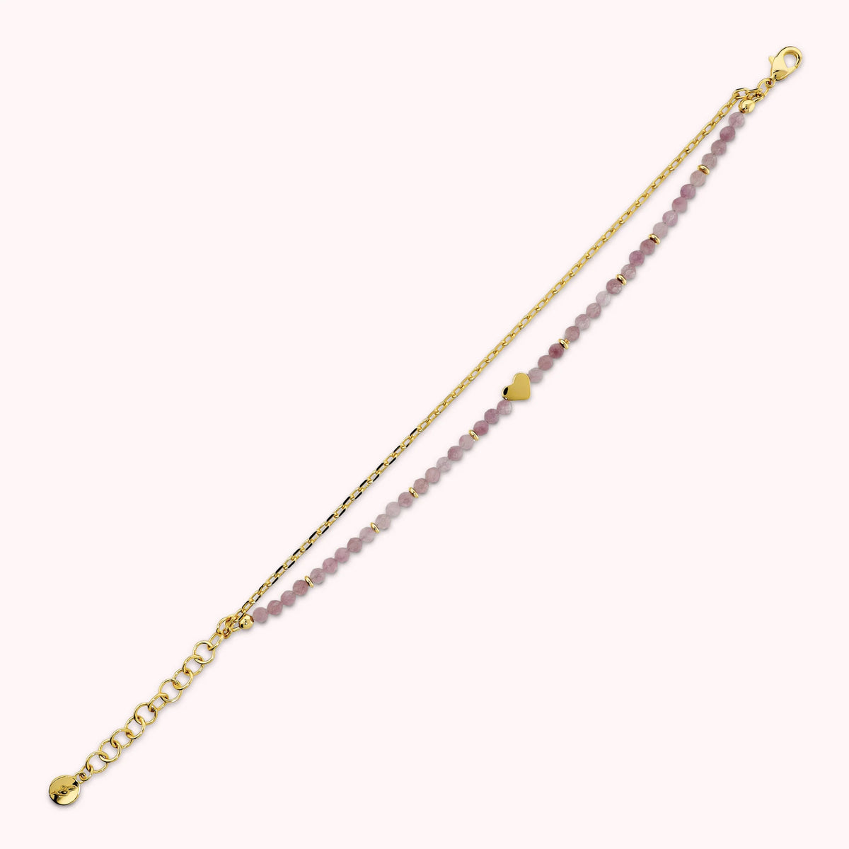 Double Bracelet with Heart and Natural Quartzite Stones
