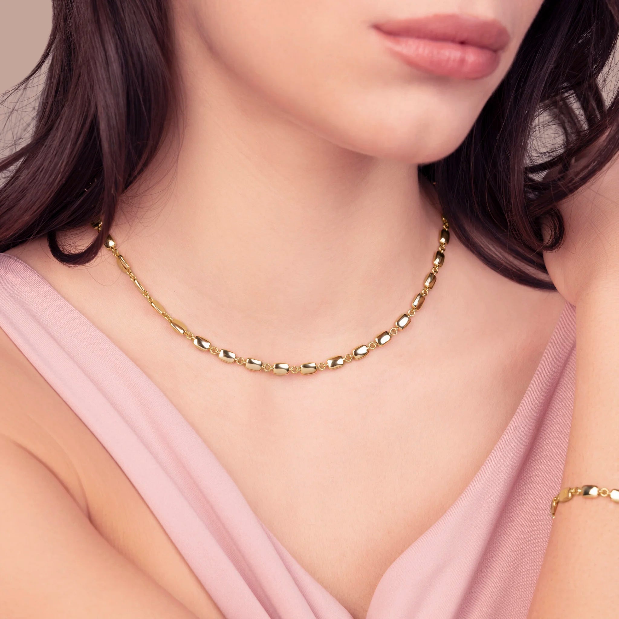 Necklace with Shiny Nugget Chain