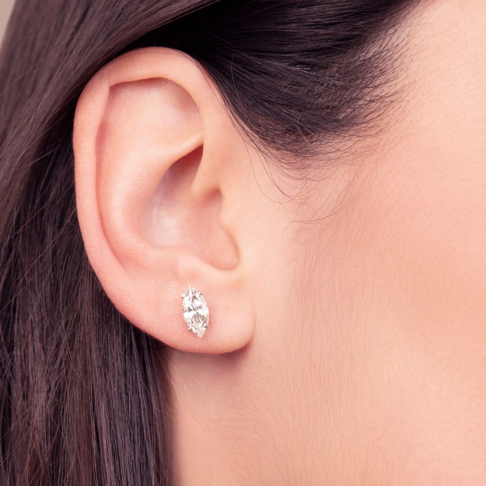 Stud Earrings Moments of Light with White Cubic Zirconia Marquise