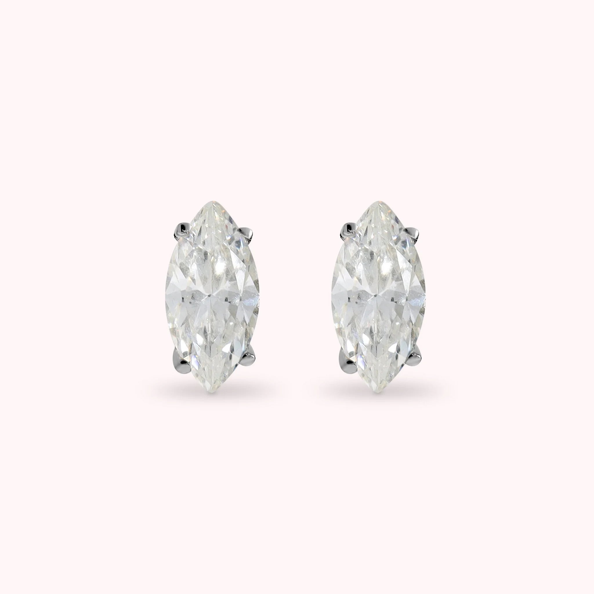 Stud Earrings Moments of Light with White Cubic Zirconia Marquise