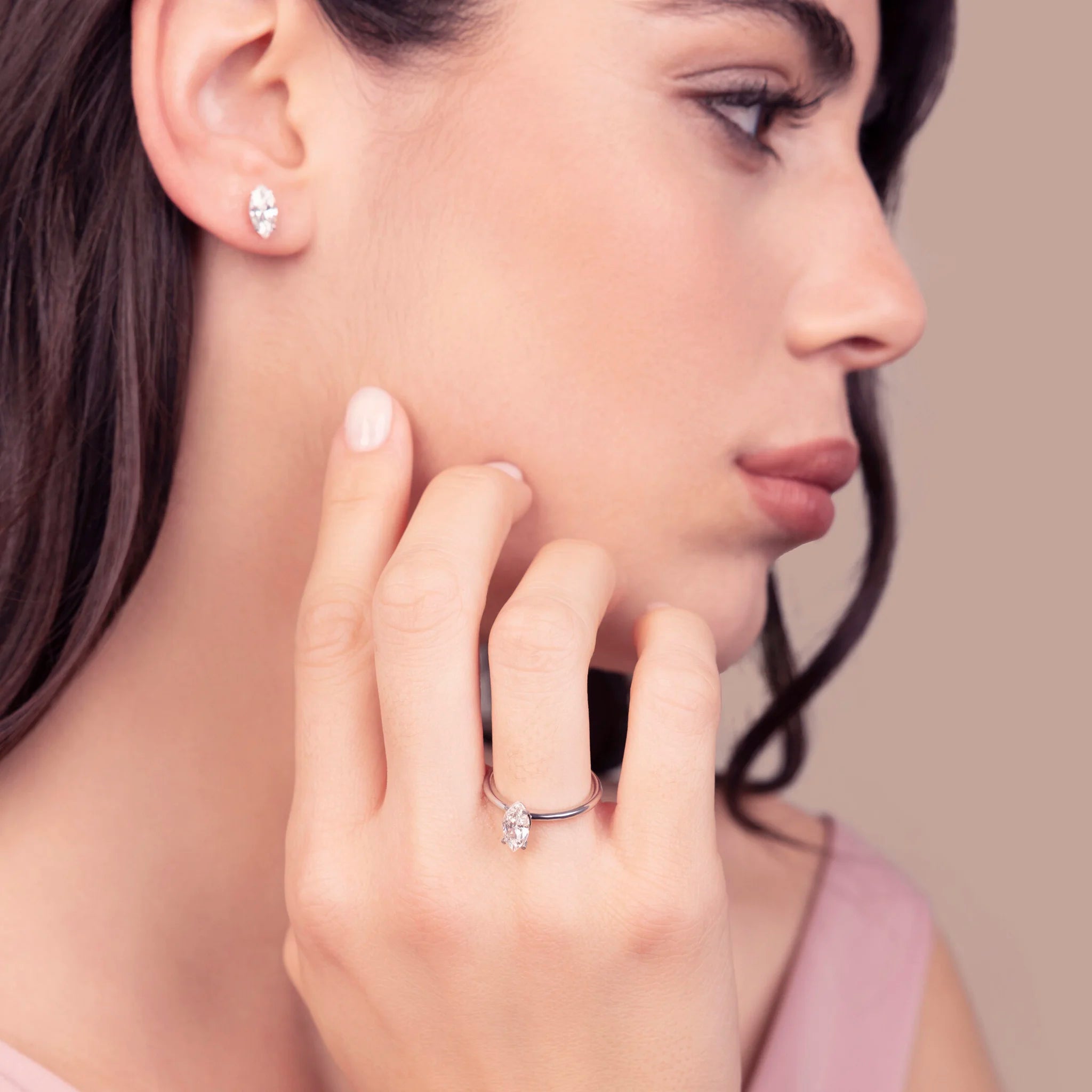 Solitaire Ring Moments of Light with White Cubic Zirconia Marquise