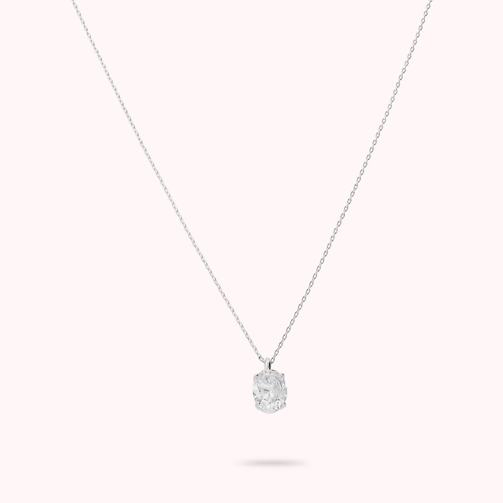 Necklace Moments of Light with White Cubic Zirconia Oval