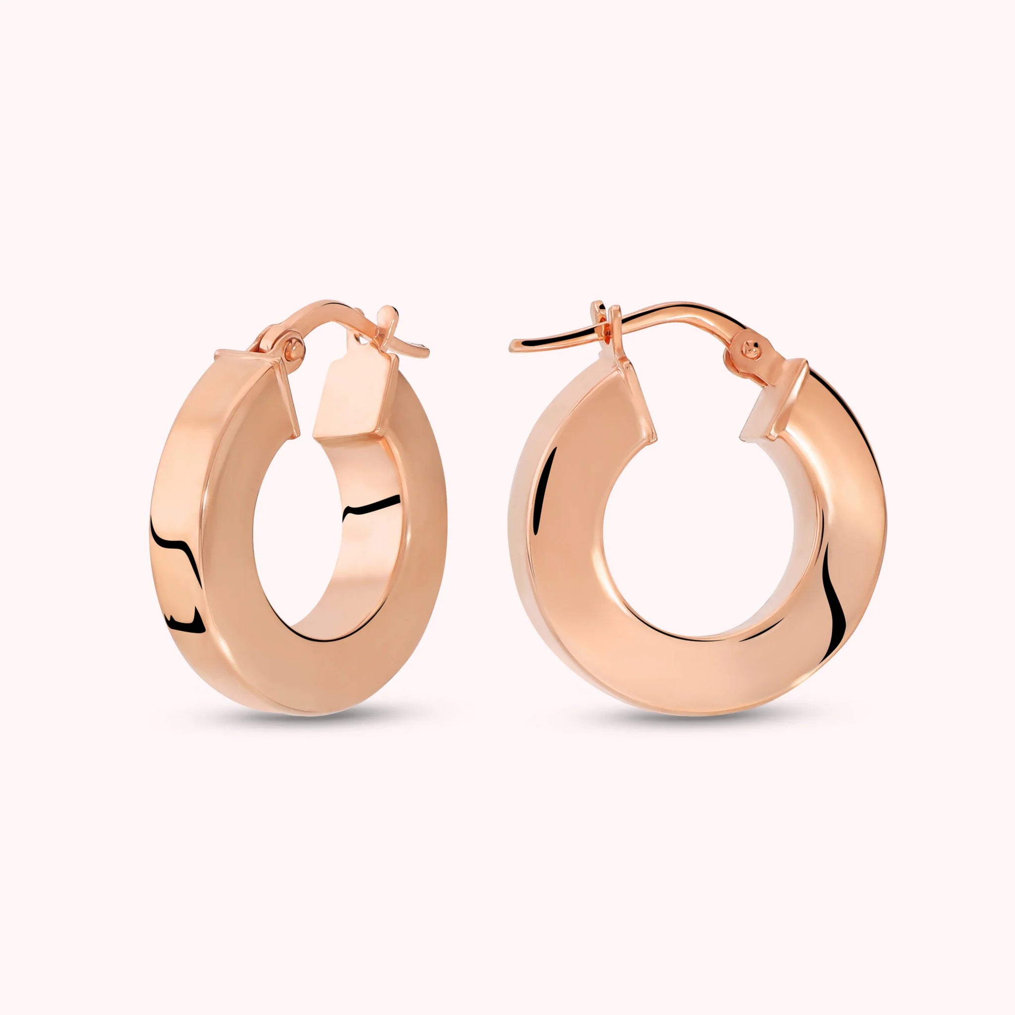 Shiny Hoop Earrings with Square Section