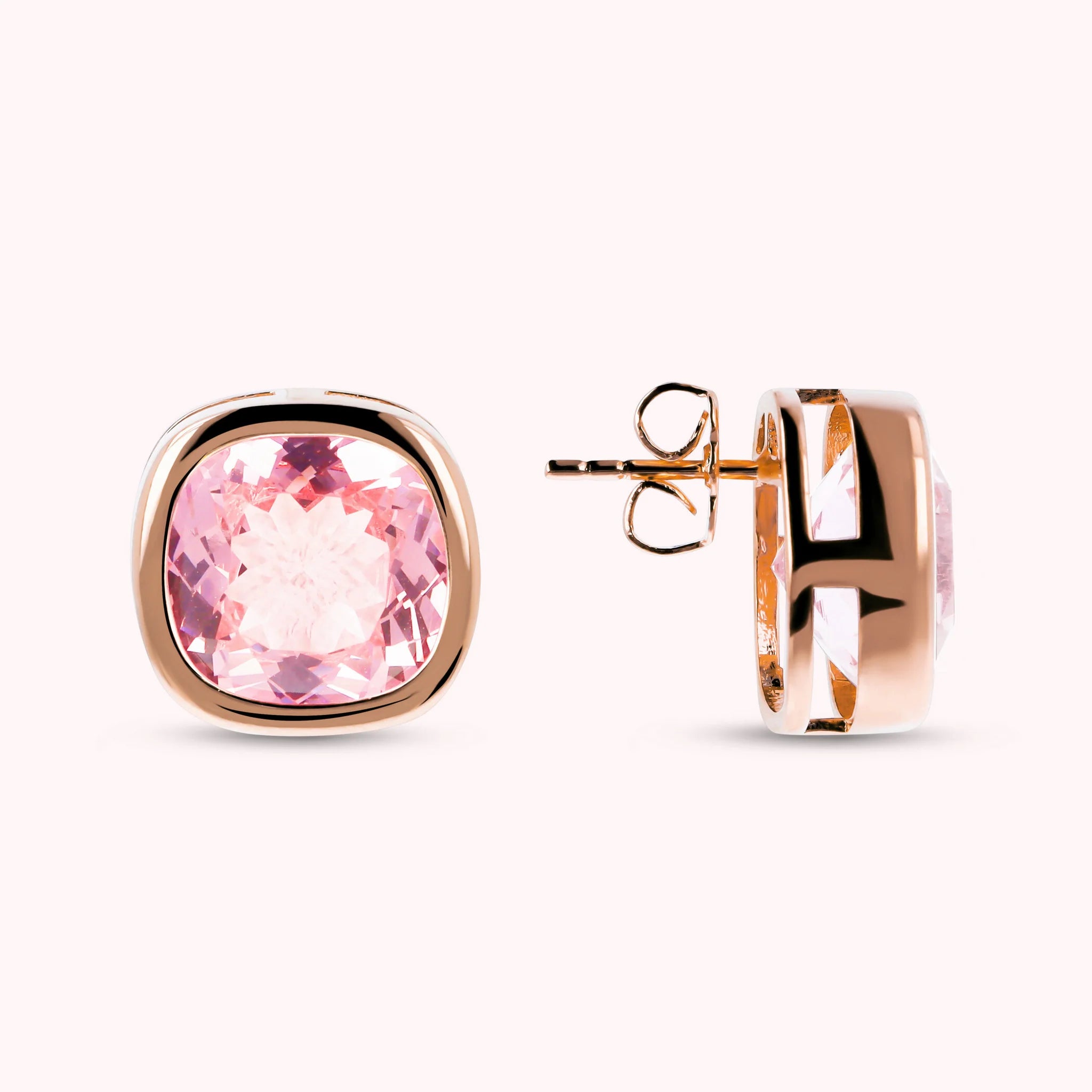 Stud Earrings with Prisma Gem Cushion Cut