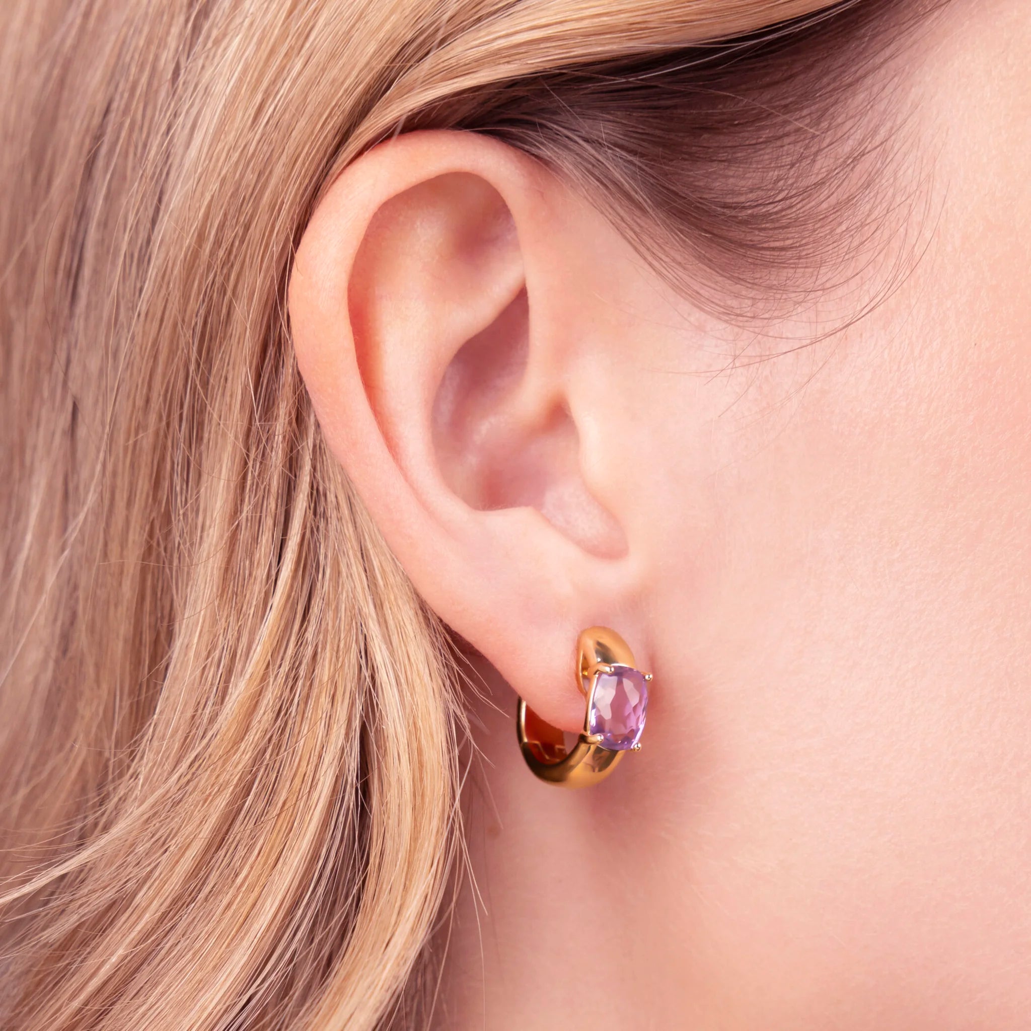 Orecchini a Cerchio con Prisma Gem Taglio Mosaico