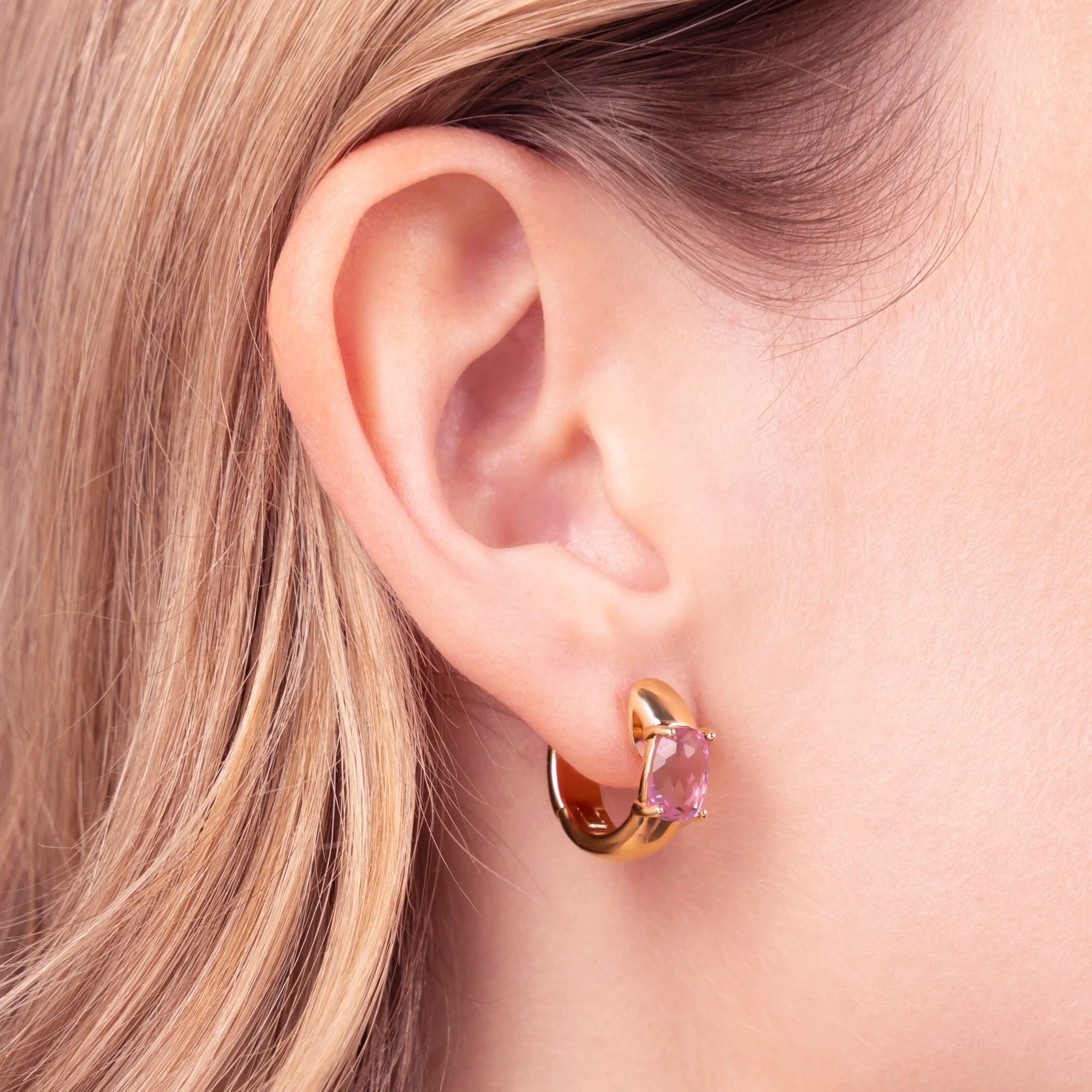 Orecchini a Cerchio con Prisma Gem Taglio Mosaico