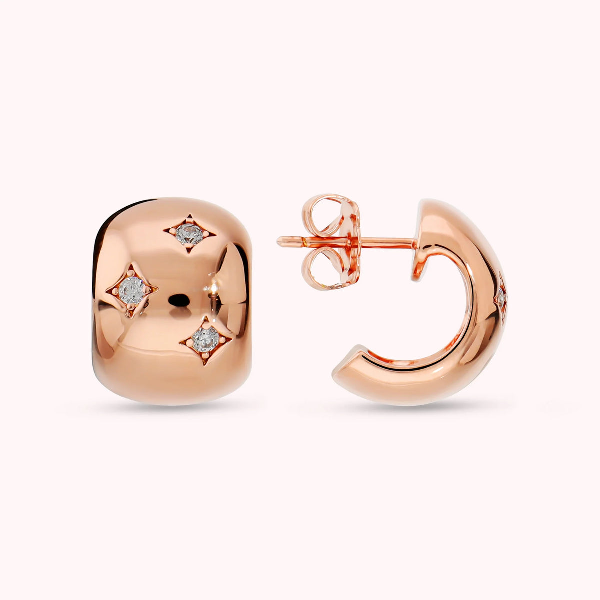 Orecchini Étoile con Punti Luce Bombati in Cubic Zirconia Placcati Oro 18Kt