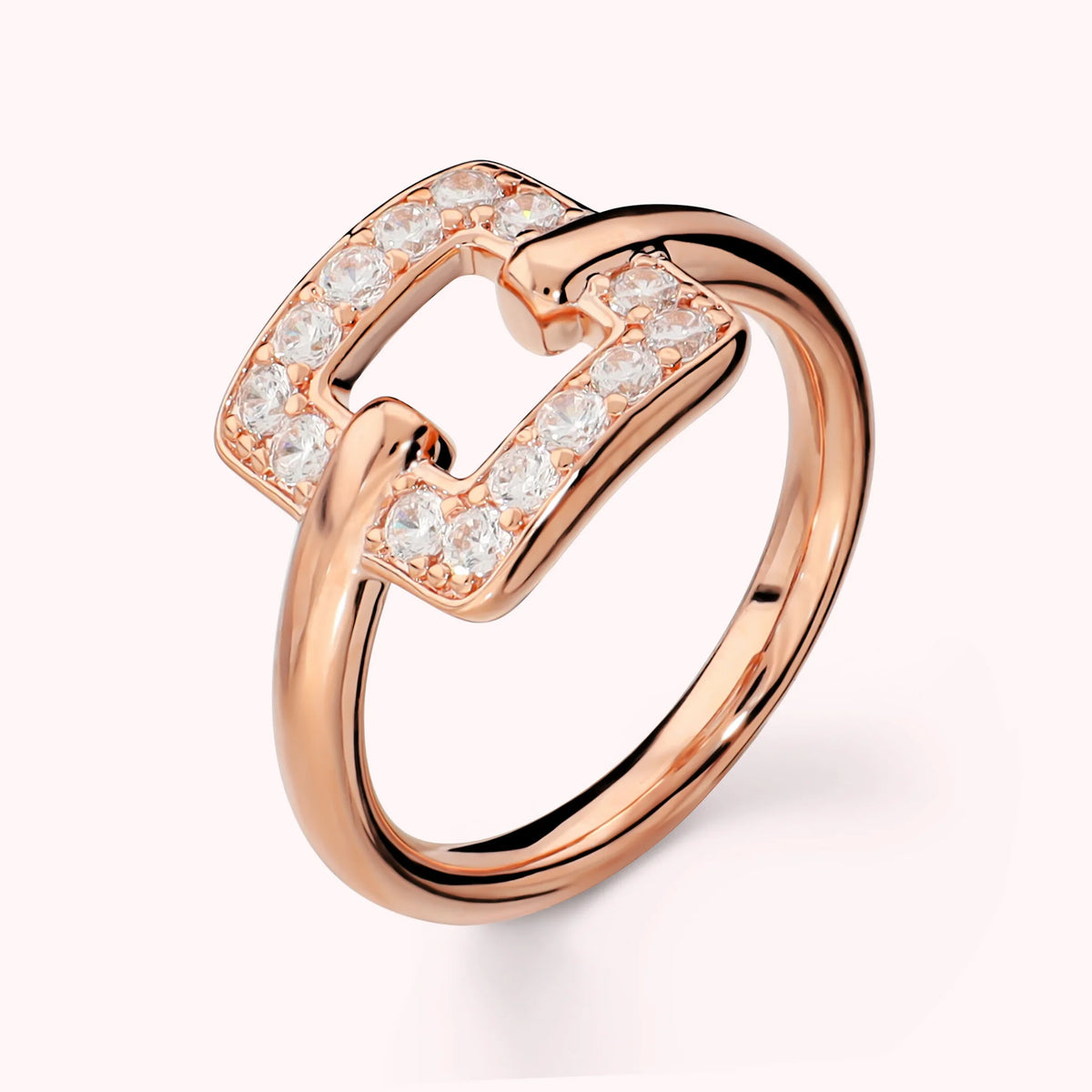 Cocktail ring with square cubic zirconia, plated with 18Kt gold