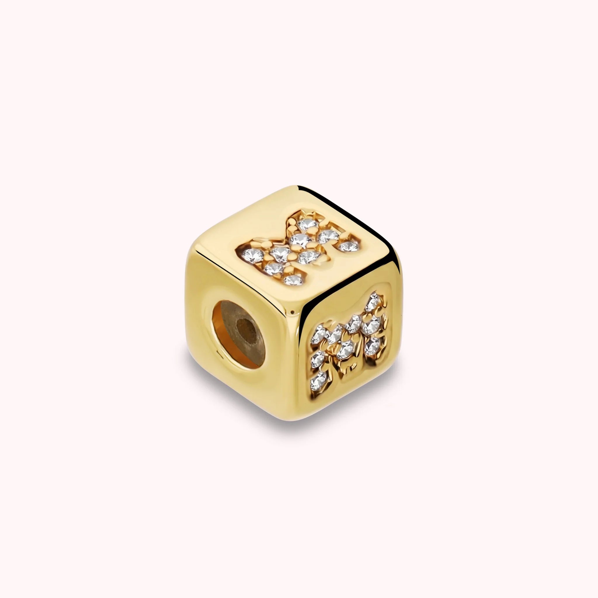 Dado Lettera M con Cubic Zirconia