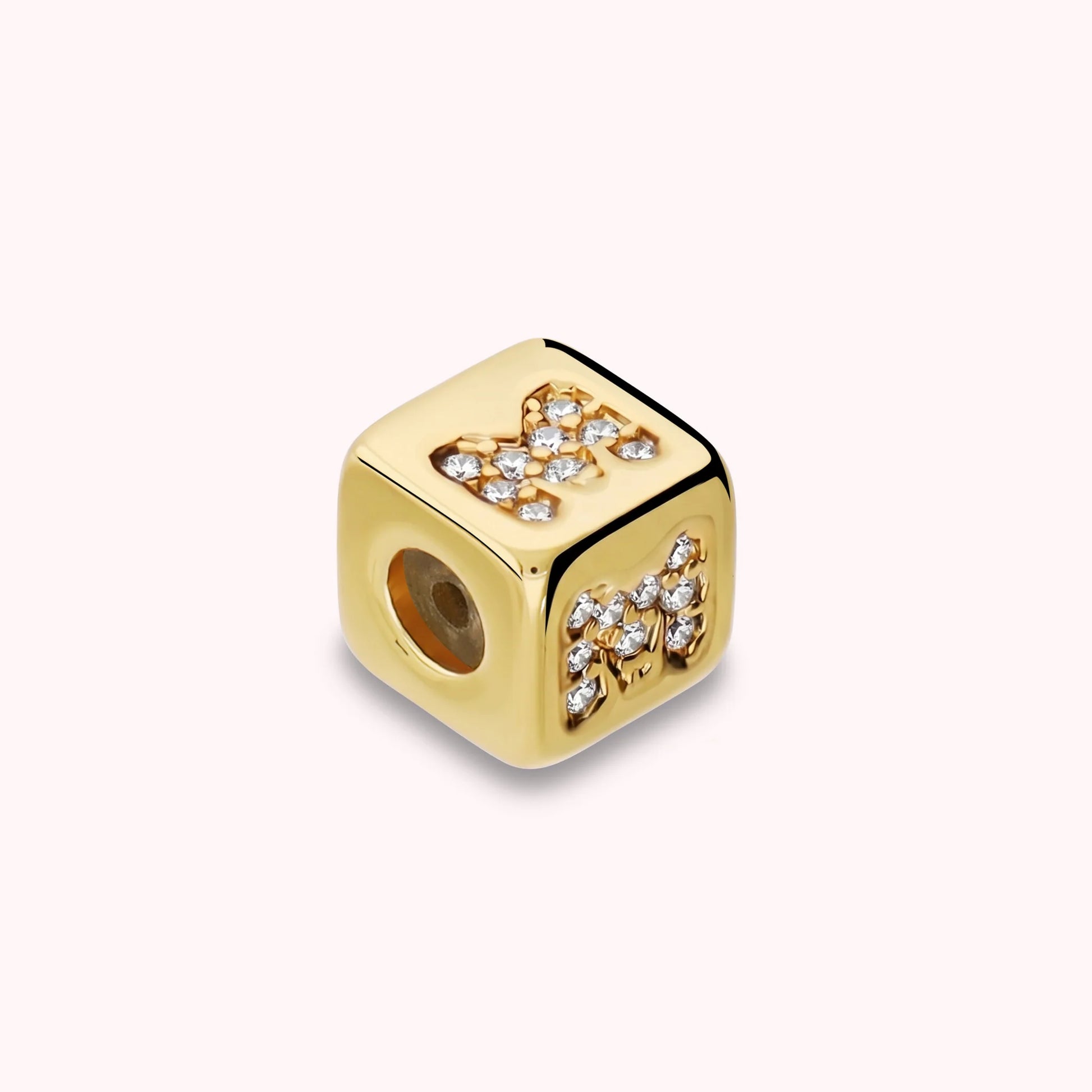 Letter M Dice with Cubic Zirconia