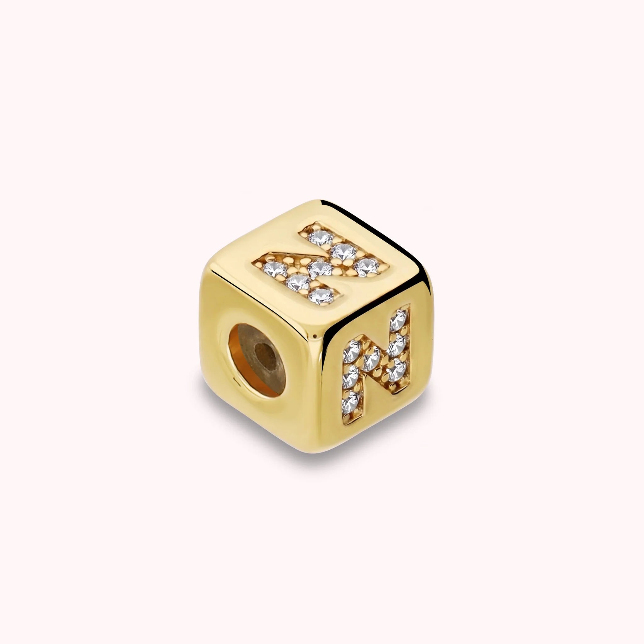 Dado Lettera N con Cubic Zirconia