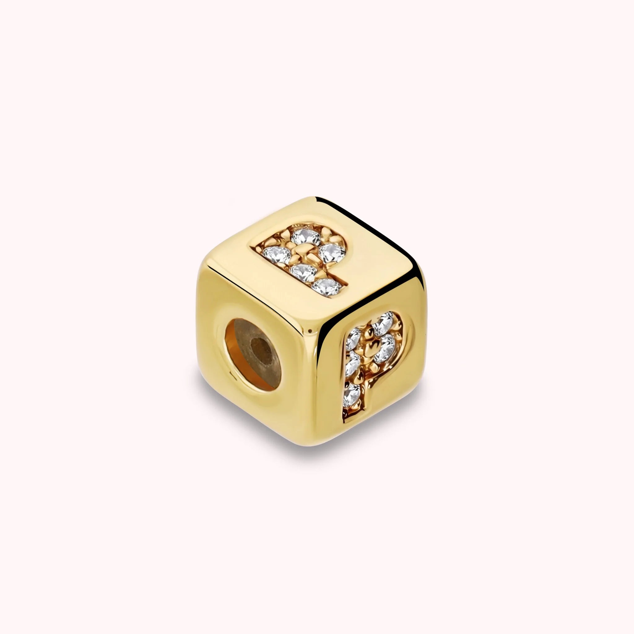 Dado Lettera P con Cubic Zirconia