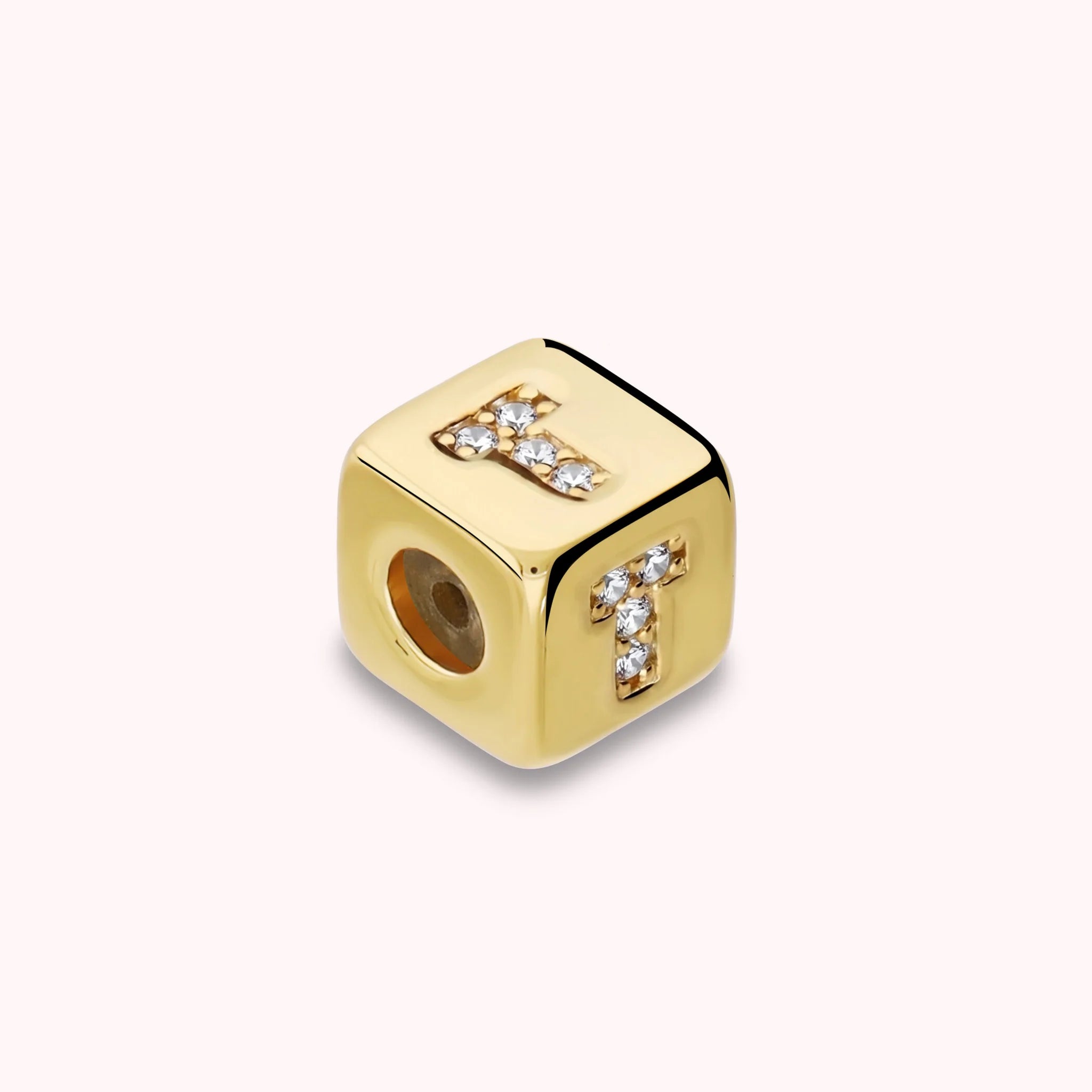 Dado Lettera T con Cubic Zirconia