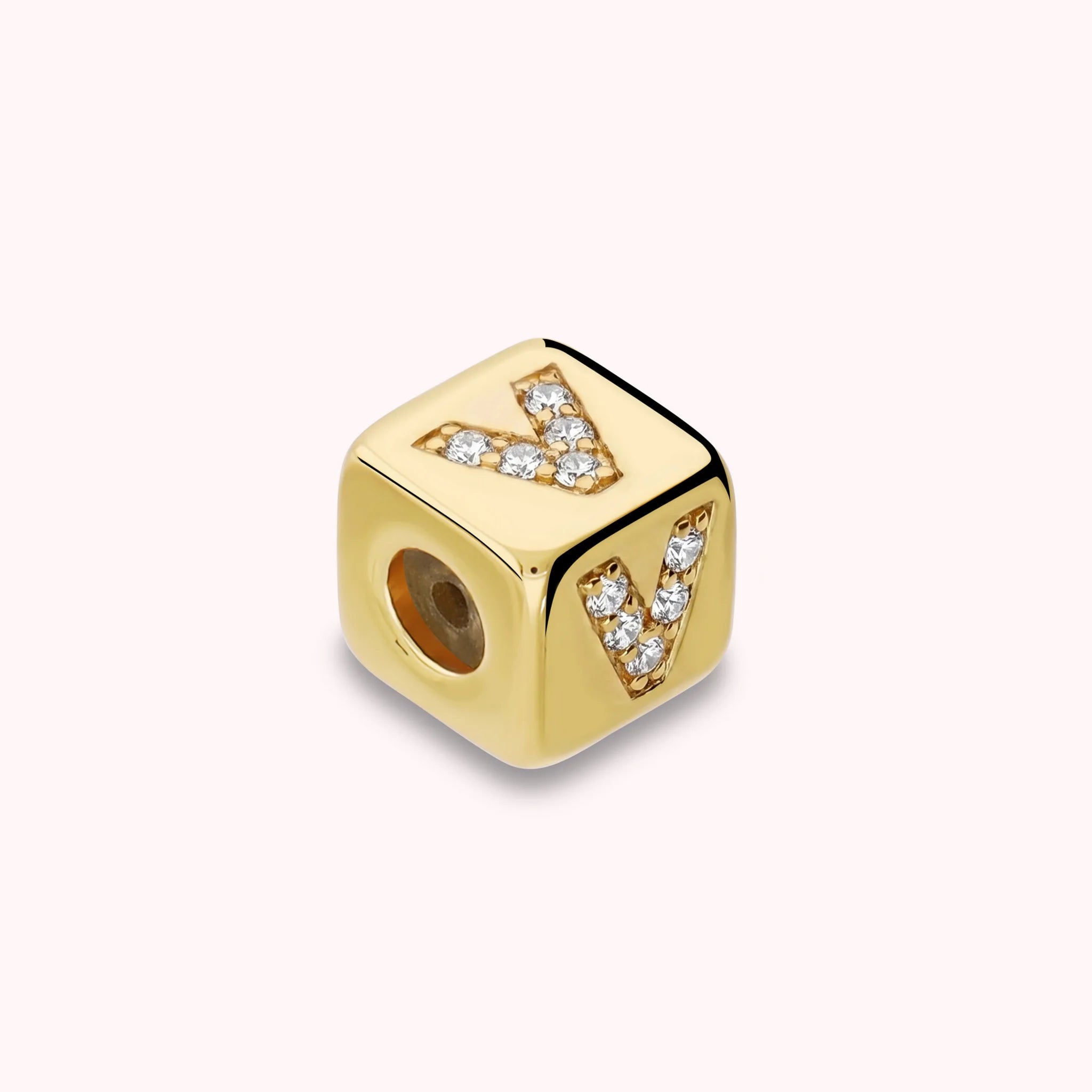 Dado Lettera V con Cubic Zirconia