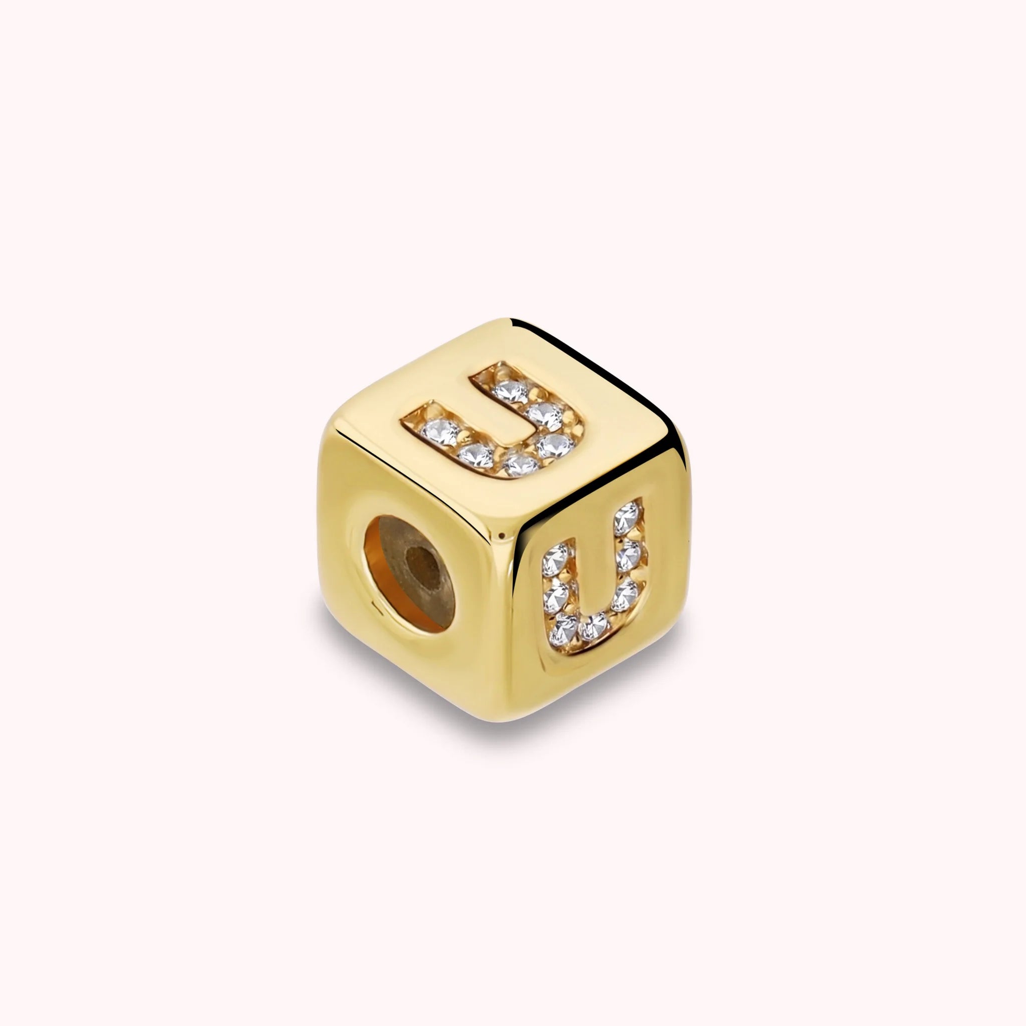 Dado Lettera U con Cubic Zirconia