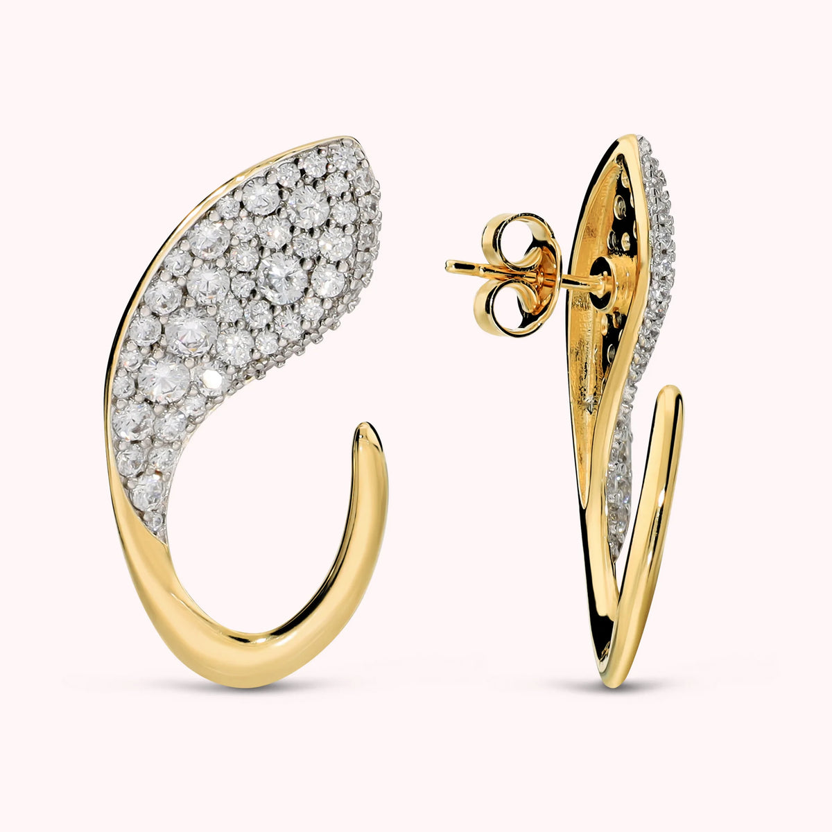 Orecchini Snake con Pavè in Cubic Zirconia Placcati Oro 18Kt