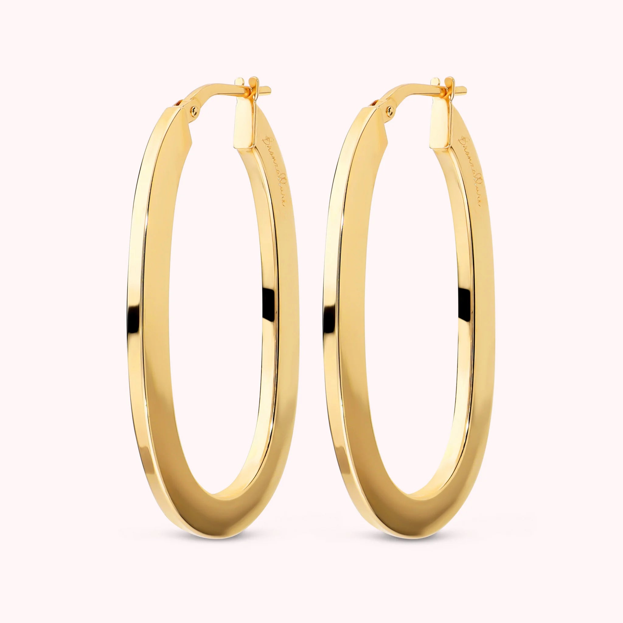 Flat oval hoop earrings plated with 18Kt gold
