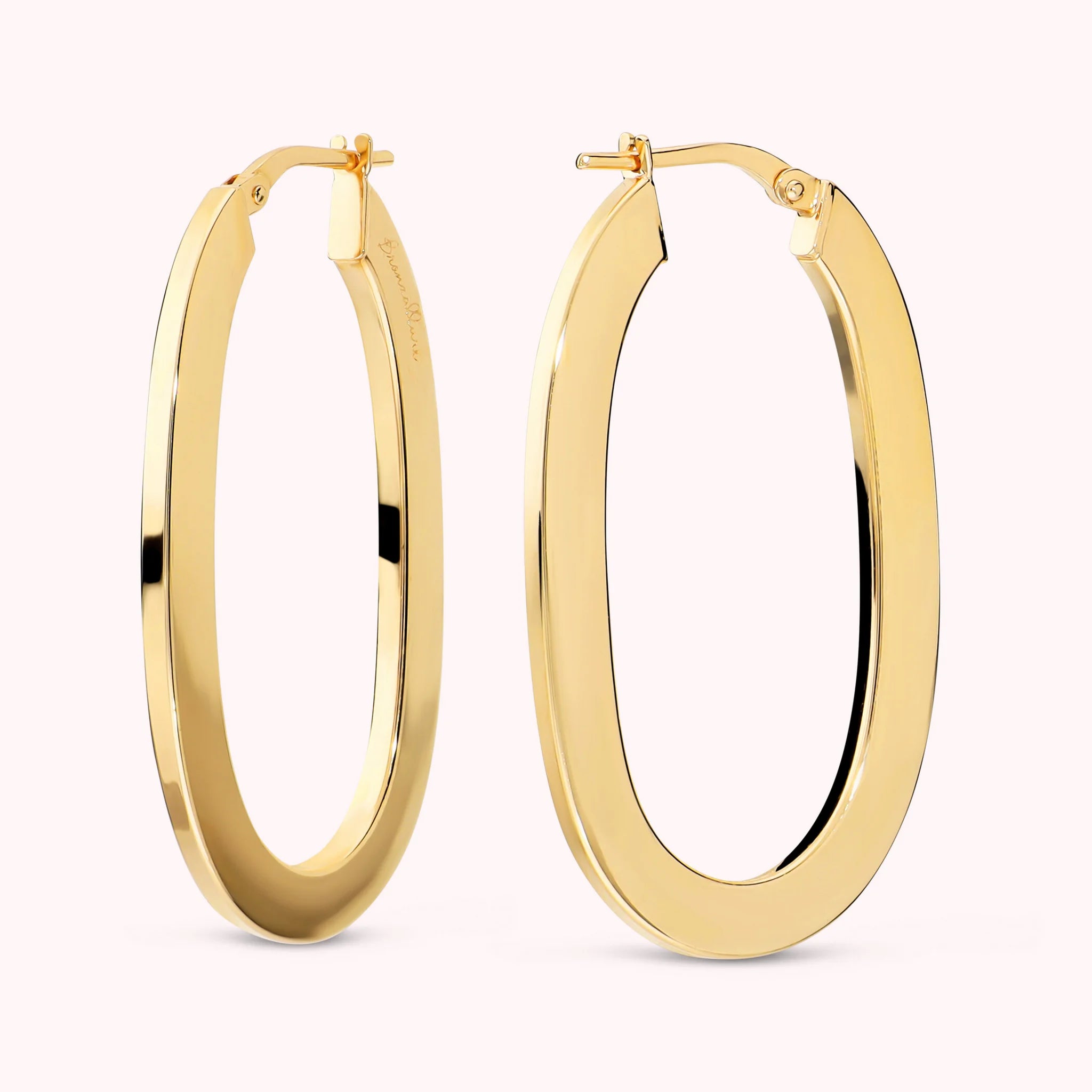 Flat oval hoop earrings plated with 18Kt gold