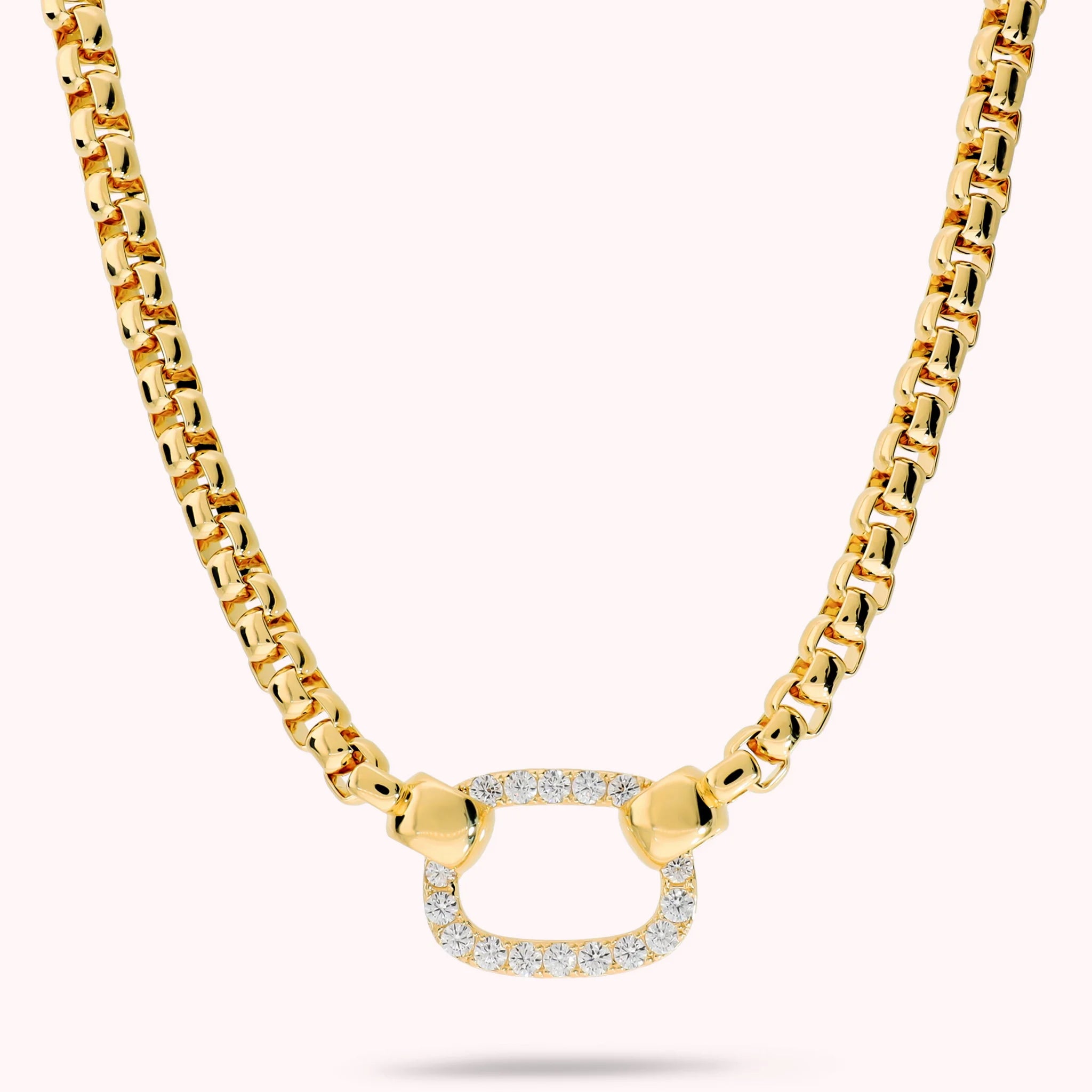 Halskette mit rechteckigem Zirkonia-Element, 18-Karat-vergoldet