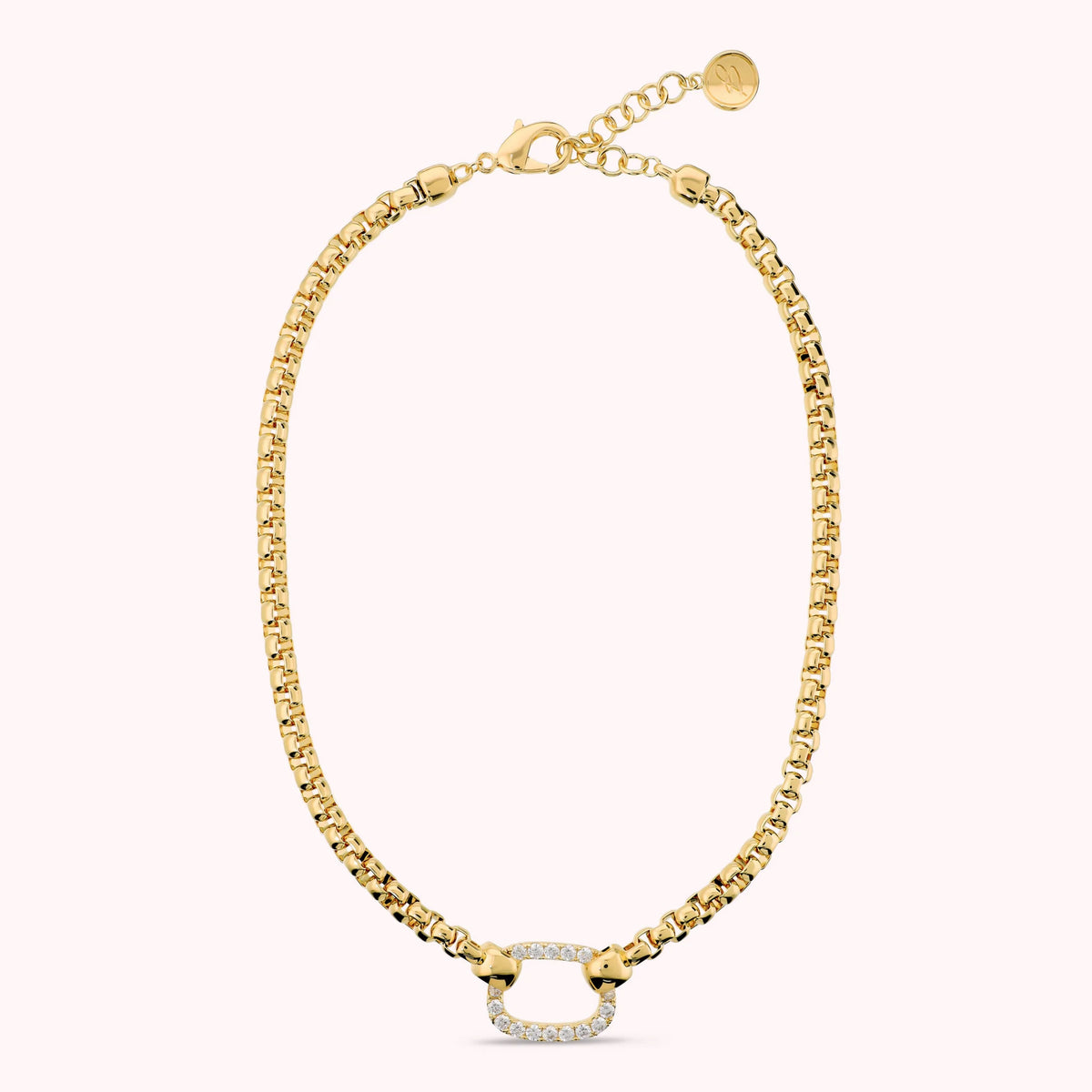 Halskette mit rechteckigem Zirkonia-Element, 18-Karat-vergoldet