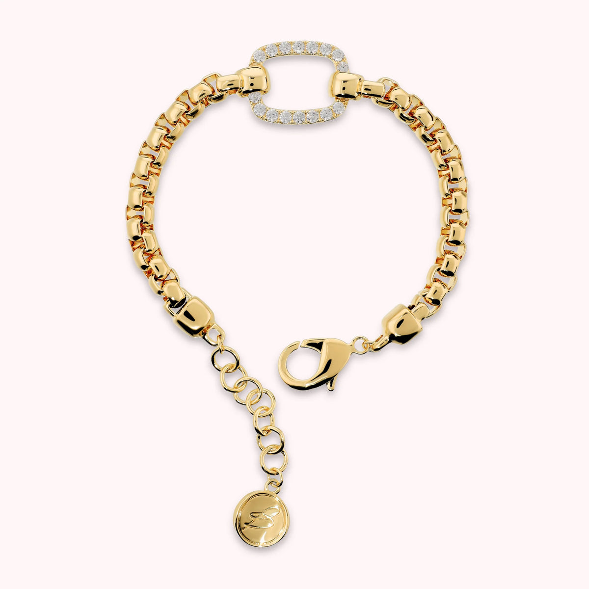 Bracciale con Elemento Rettangolare in Cubic Zirconia Placcato Oro 18Kt