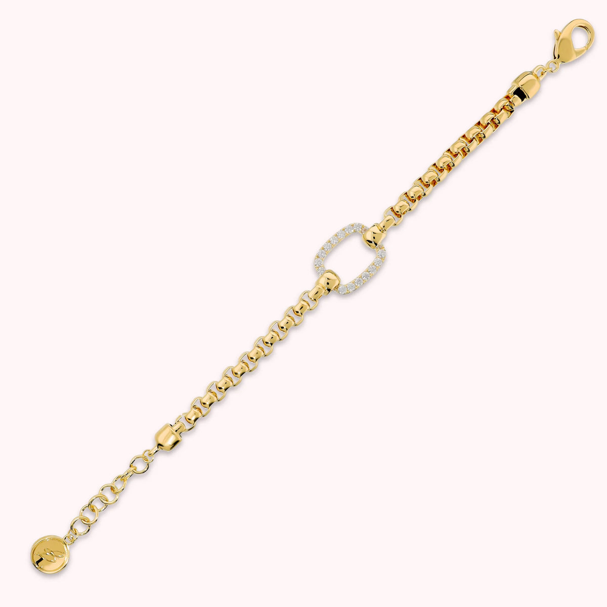 Bracciale con Elemento Rettangolare in Cubic Zirconia Placcato Oro 18Kt