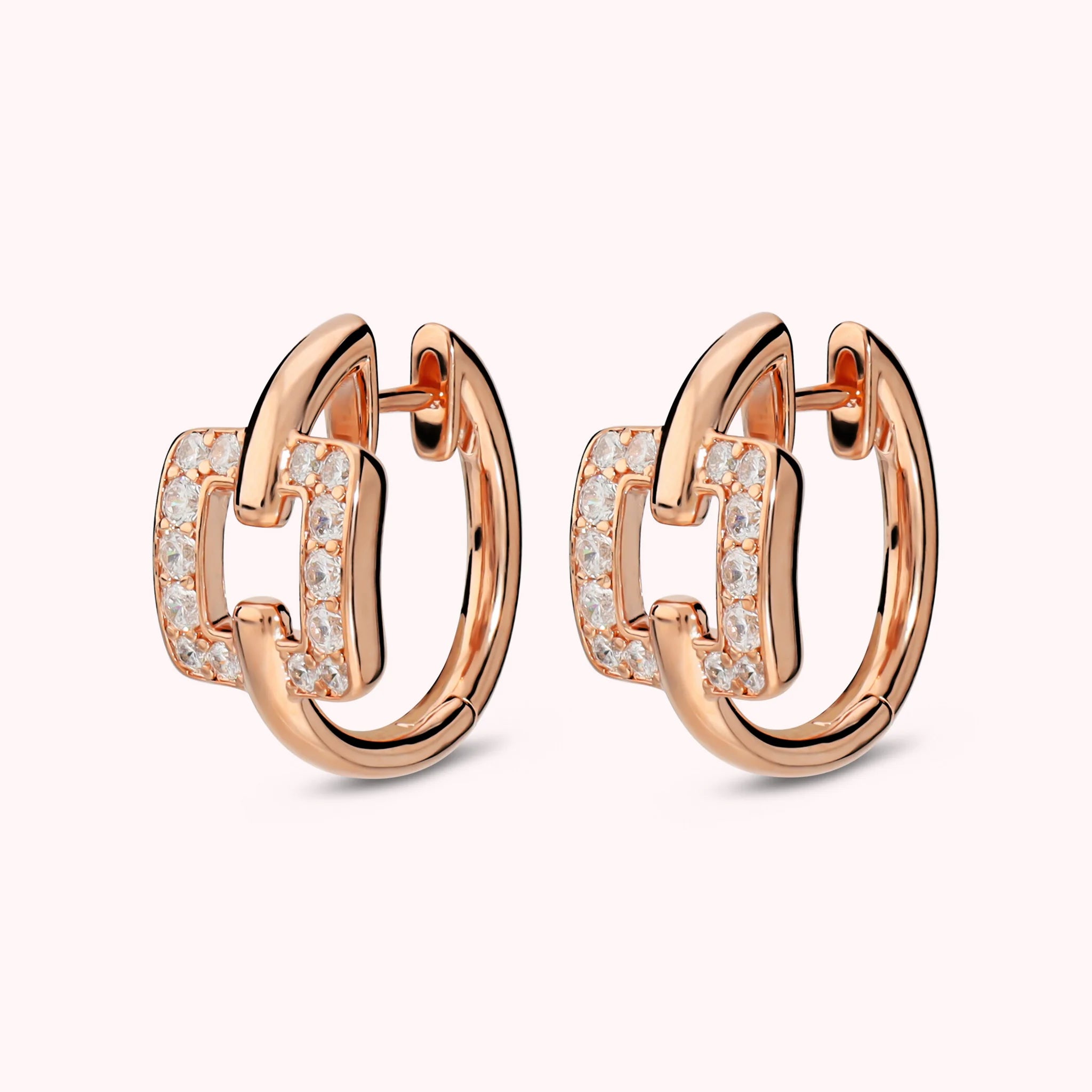 Orecchini con Quadrato in Cubic Zirconia Placcati Oro 18Kt