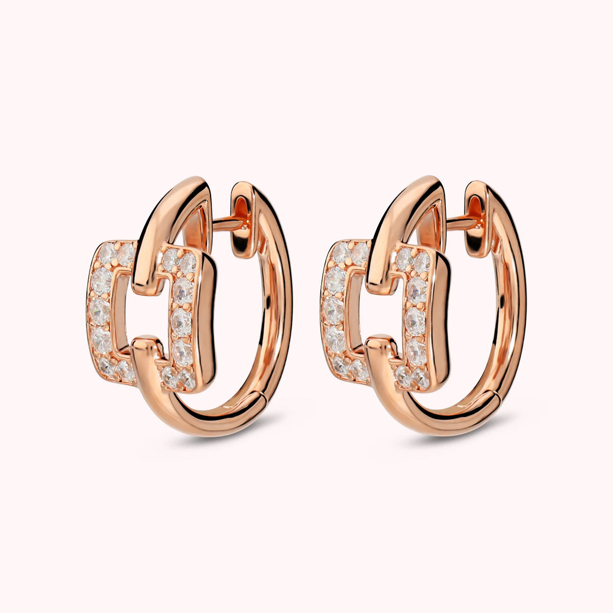 Orecchini con Quadrato in Cubic Zirconia Placcati Oro 18Kt