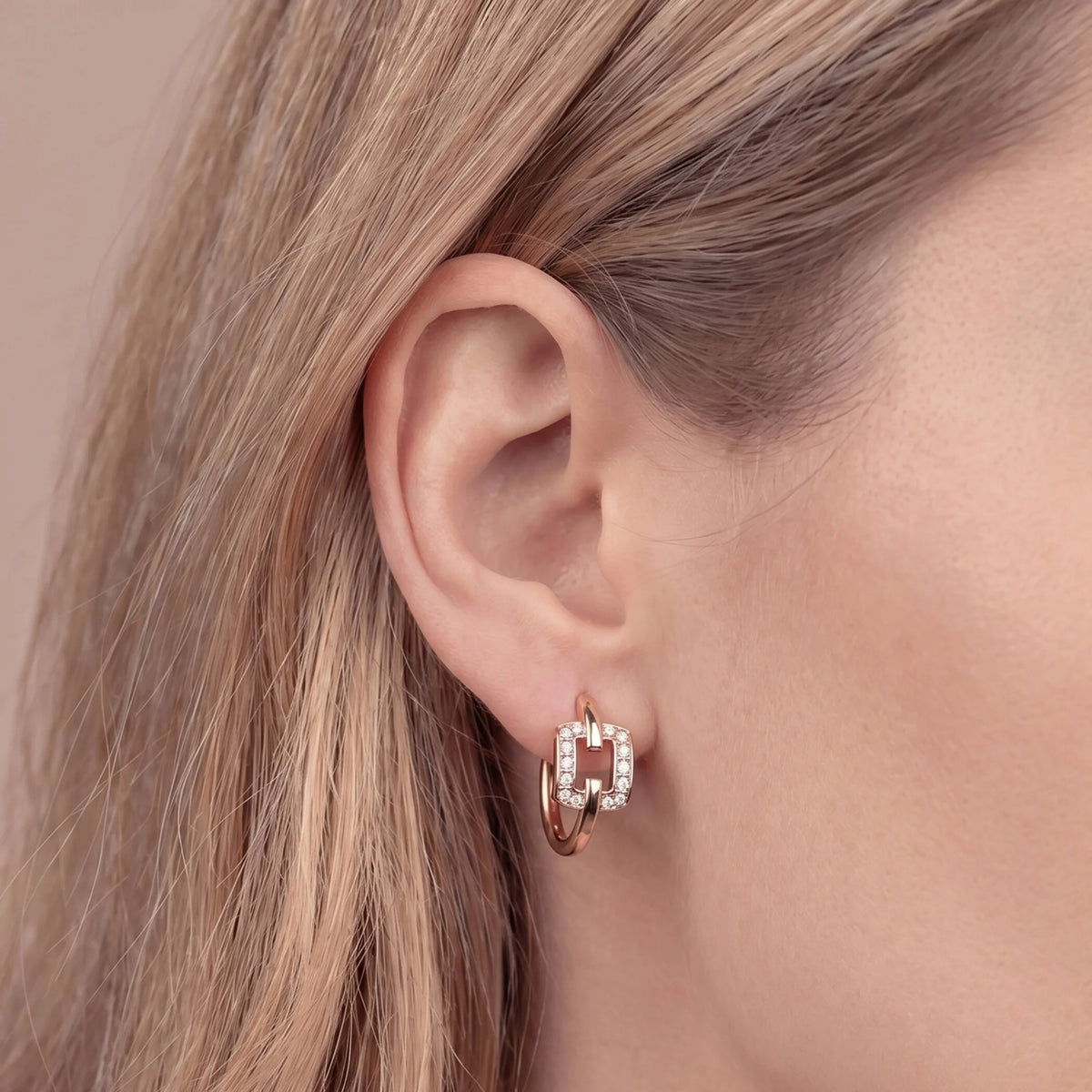 Orecchini con Quadrato in Cubic Zirconia Placcati Oro 18Kt