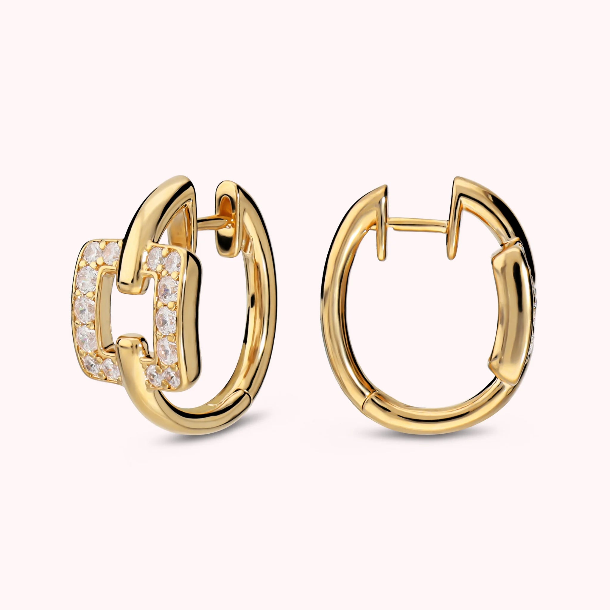 Orecchini con Quadrato in Cubic Zirconia Placcati Oro 18Kt