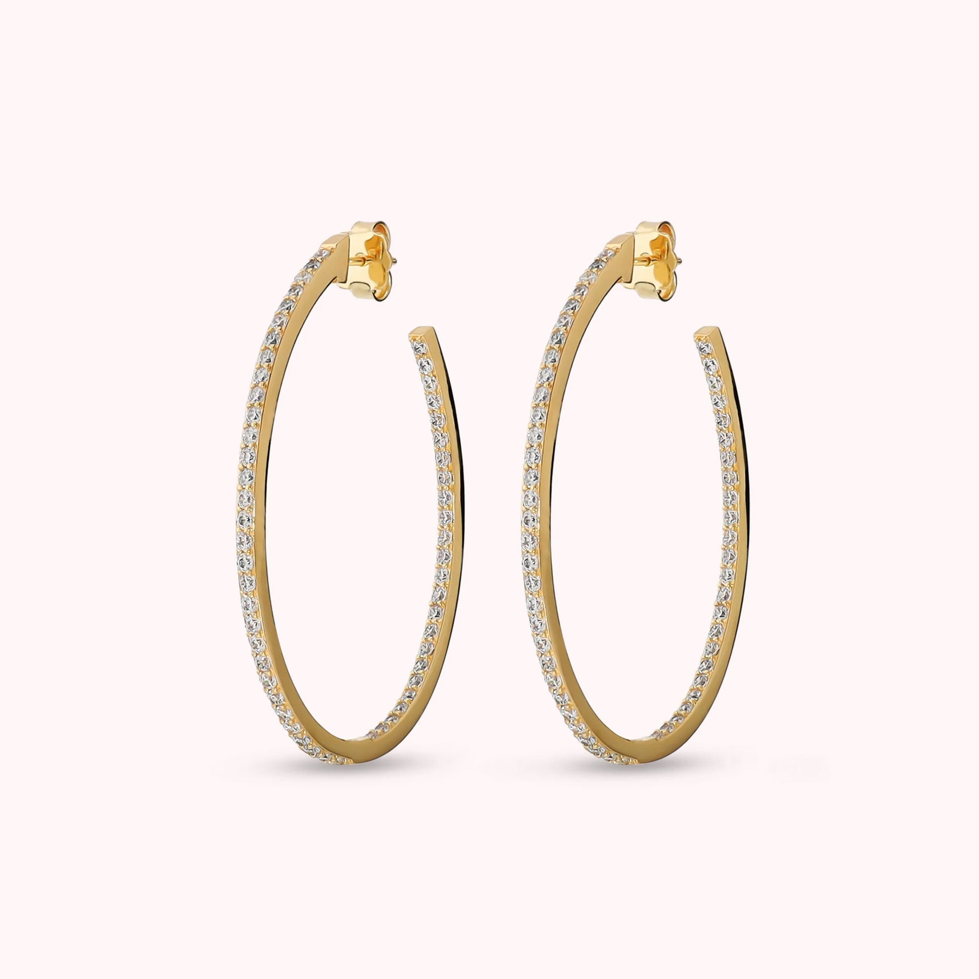 Golden Hoop Dangle Earrings with Cubic Zirconia