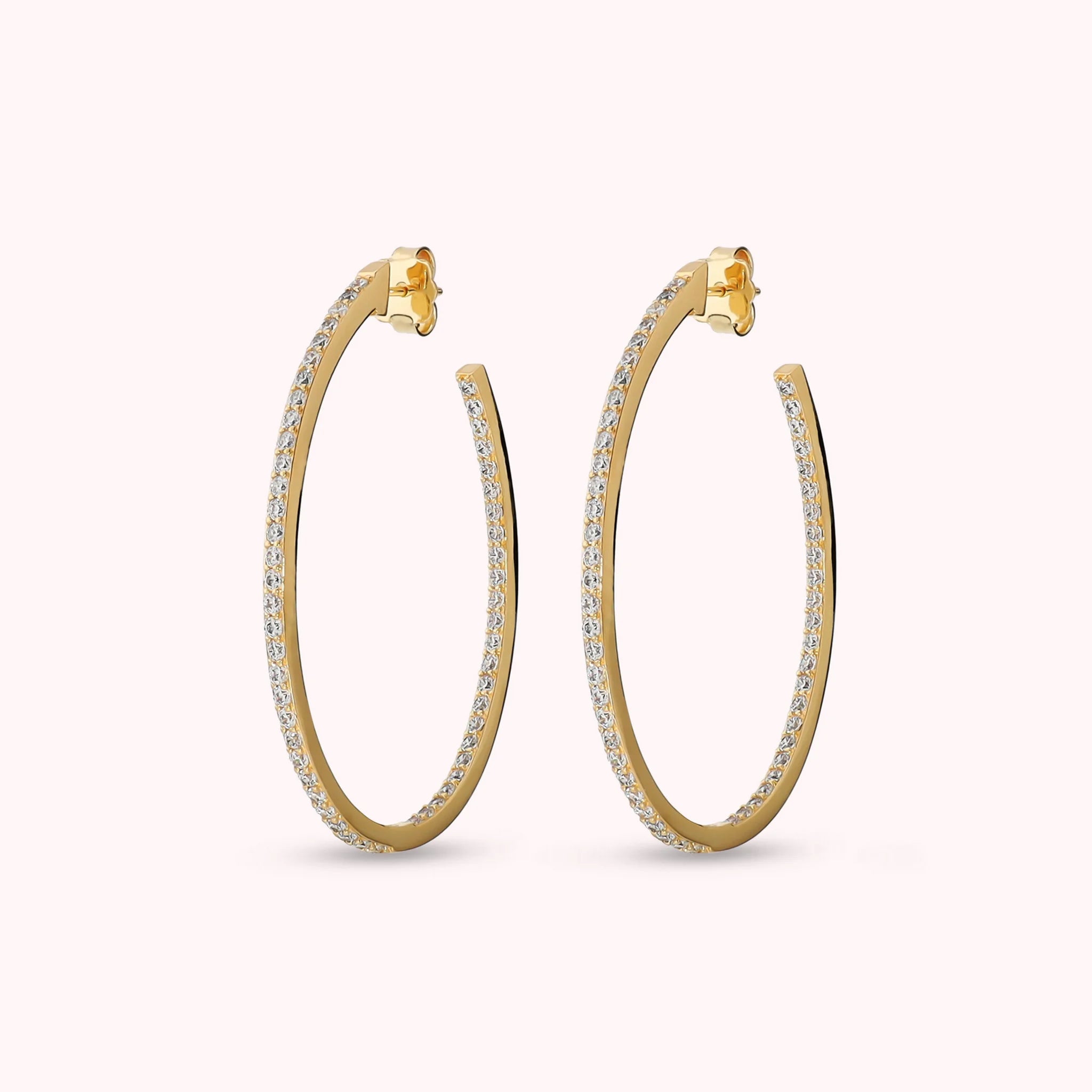 Golden Hoop Dangle Earrings with Cubic Zirconia