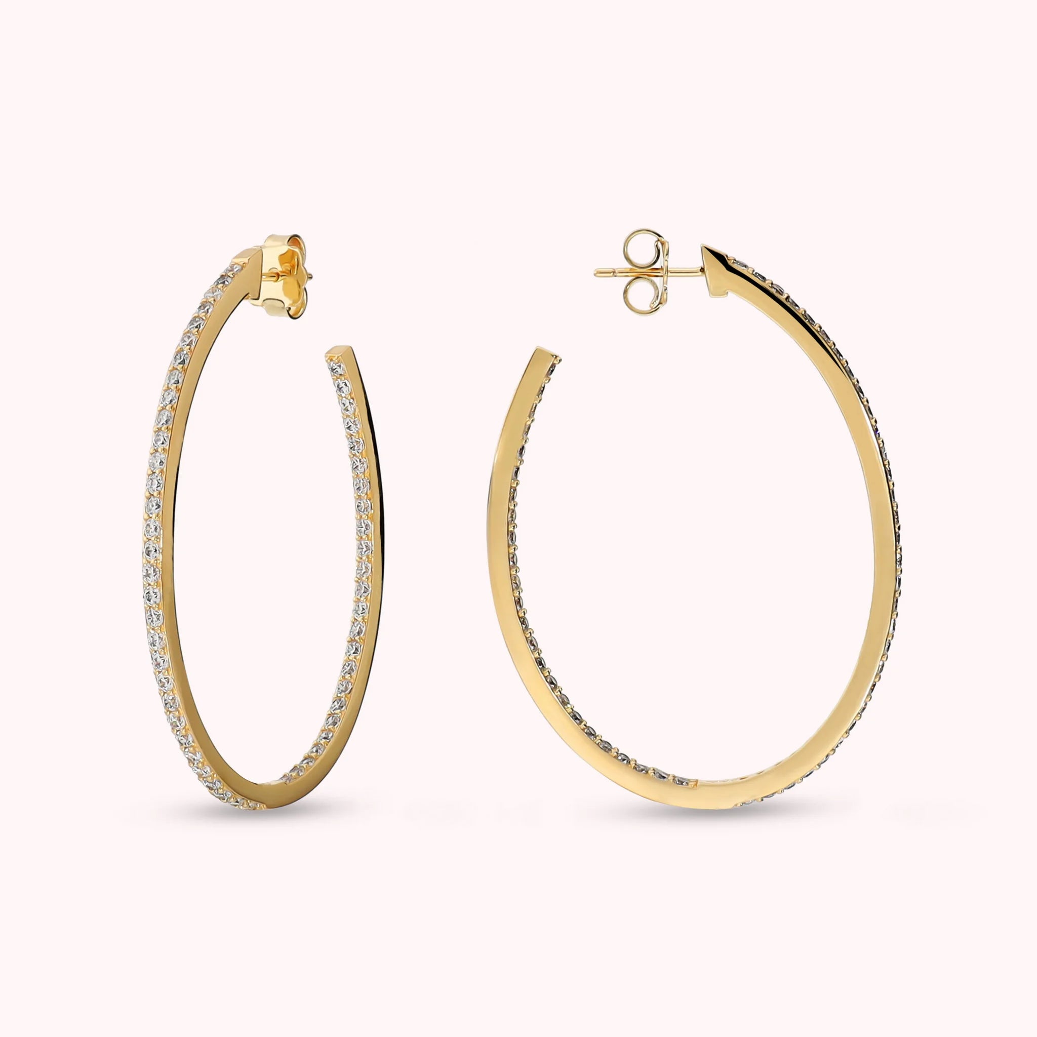 Golden Hoop Dangle Earrings with Cubic Zirconia