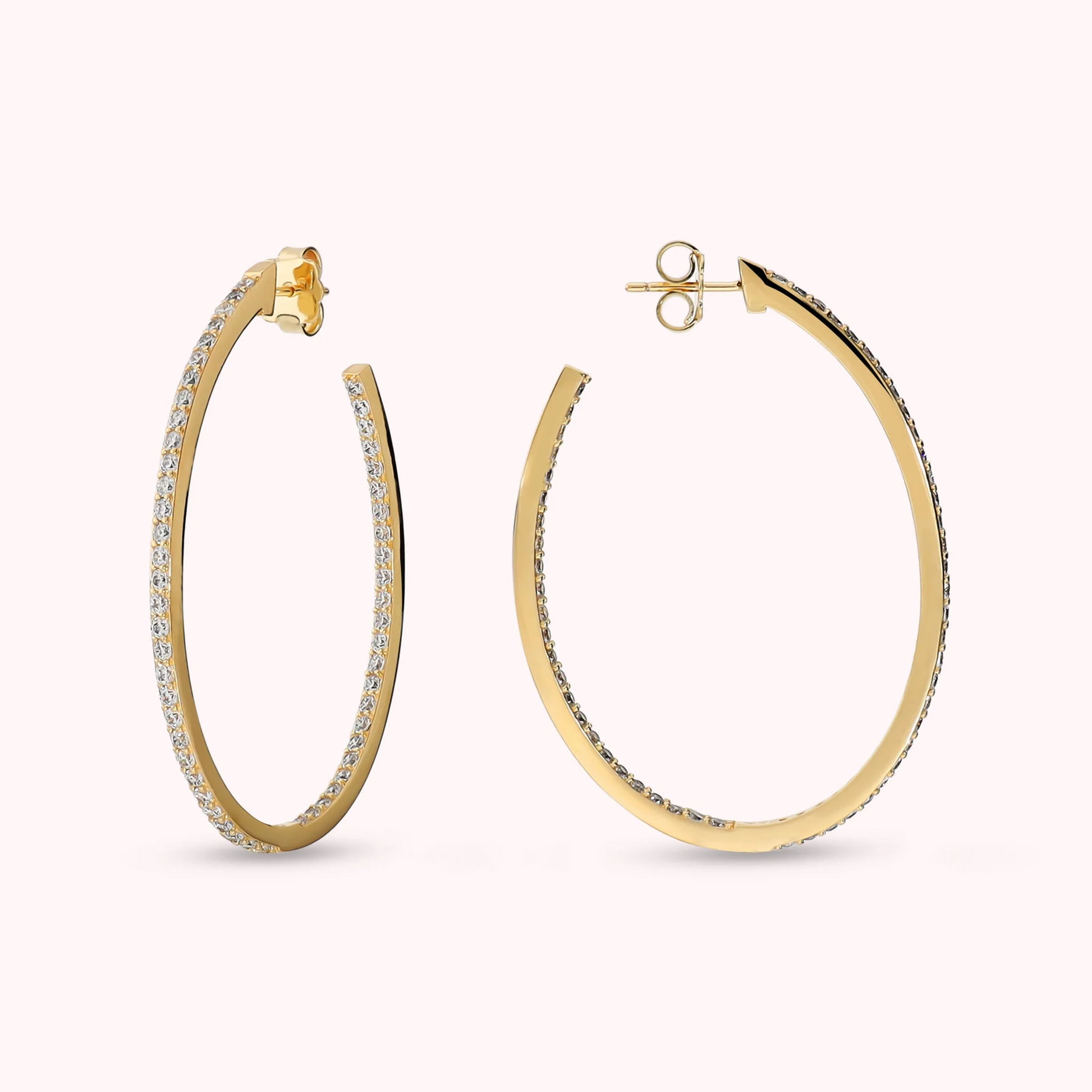 Golden Hoop Dangle Earrings with Cubic Zirconia